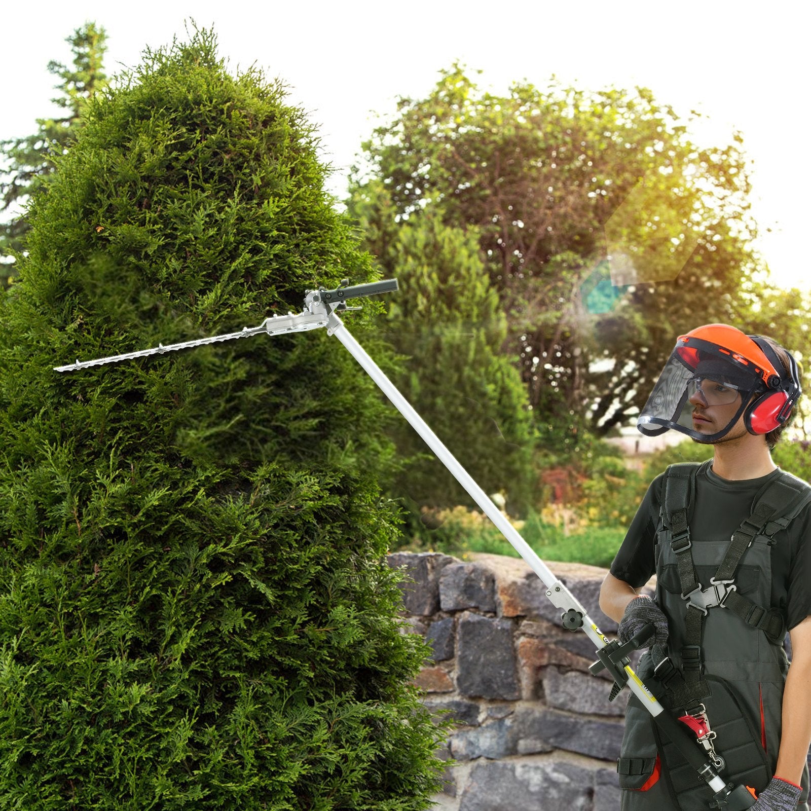 VEVOR 15.7-inch 26CC 2 Cycle Gas Hedge Trimmer, Gas Powered Pole Hedge Trimmer with Dual Sided Dual Action Blade, Adjustable Trimmer Head, Suitable for Trimming Shrubs, Bushes