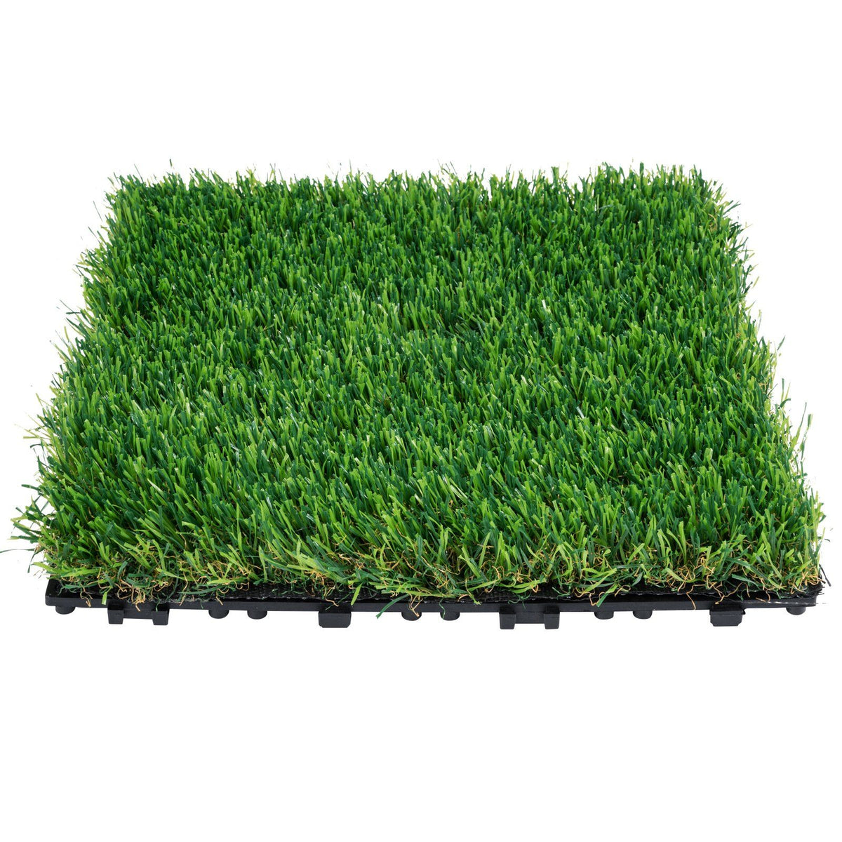 Artifical Grass Tiles Interlocking Turf Deck Set, 18 Pack - 12"x12", Synthetic Fake Grass Self-draining Mat Flooring Decor Pad, Perfect For Multi-Purpose Indoor Outdoor Entryway Scraper Dog Mats