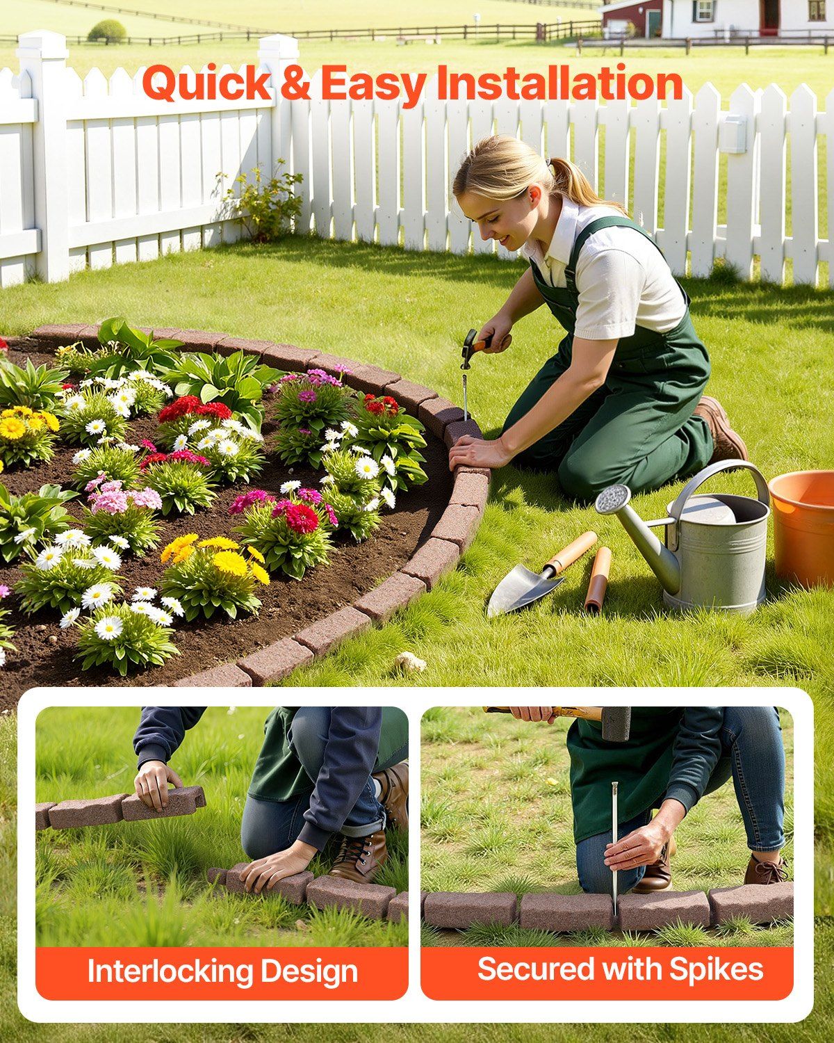 Faux Stone Landscape Edging 1180 x 95 x 57 mm Garden Lawn Edging for Walkway Brown
