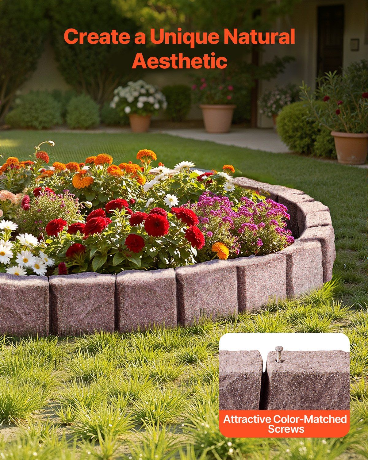 Fake Stone Landscape Edging1190 x 100 x 155mm Lawn Edging Fade-Resistant Brown
