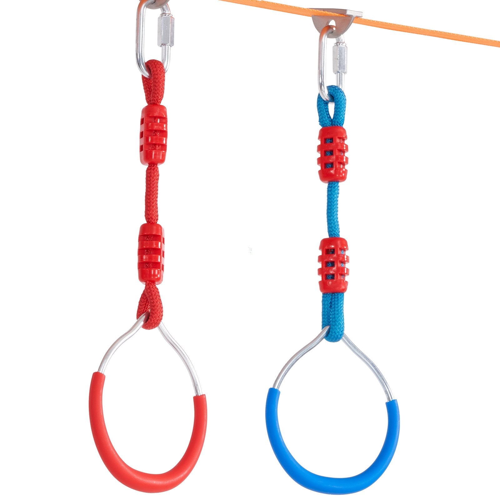 VEVOR Ninja Warrior Obstacle Course for Kids, 2 x 17m Weatherproof Slacklines, 227kg Weight Capacity Monkey Line, Outdoor Playset Equipment, Backyard Toys Training Equipment Set with 12 Obstacles