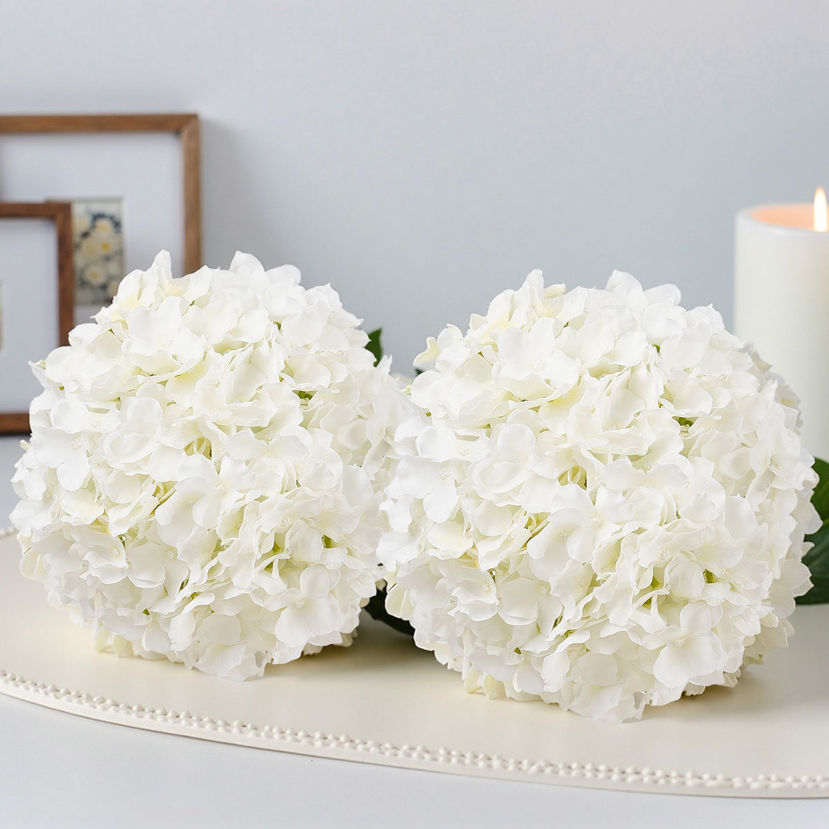 VEVOR Artificial Flowers, 105 pcs Real Looking White Silk Fake Hydrangea Bulk, White Faux Bridal Shower with Stems for DIY Wedding Bouquets, Home Centerpieces Arrangements, Party Tables Decorations