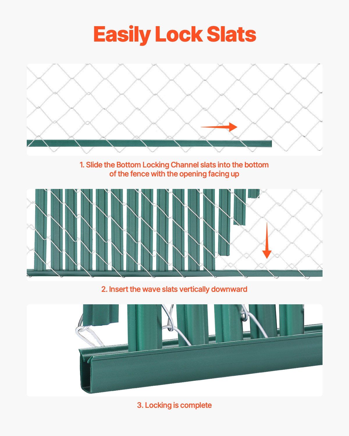 Bottom Locking Privacy Slats, Double-Wall Vertical Bottom-Locking Slats with Wings for Chain-Link Fence, High-Density HDPE Chain Link Slats Ideally Fit 1.2 m High Fence for Garden Farm(Green)