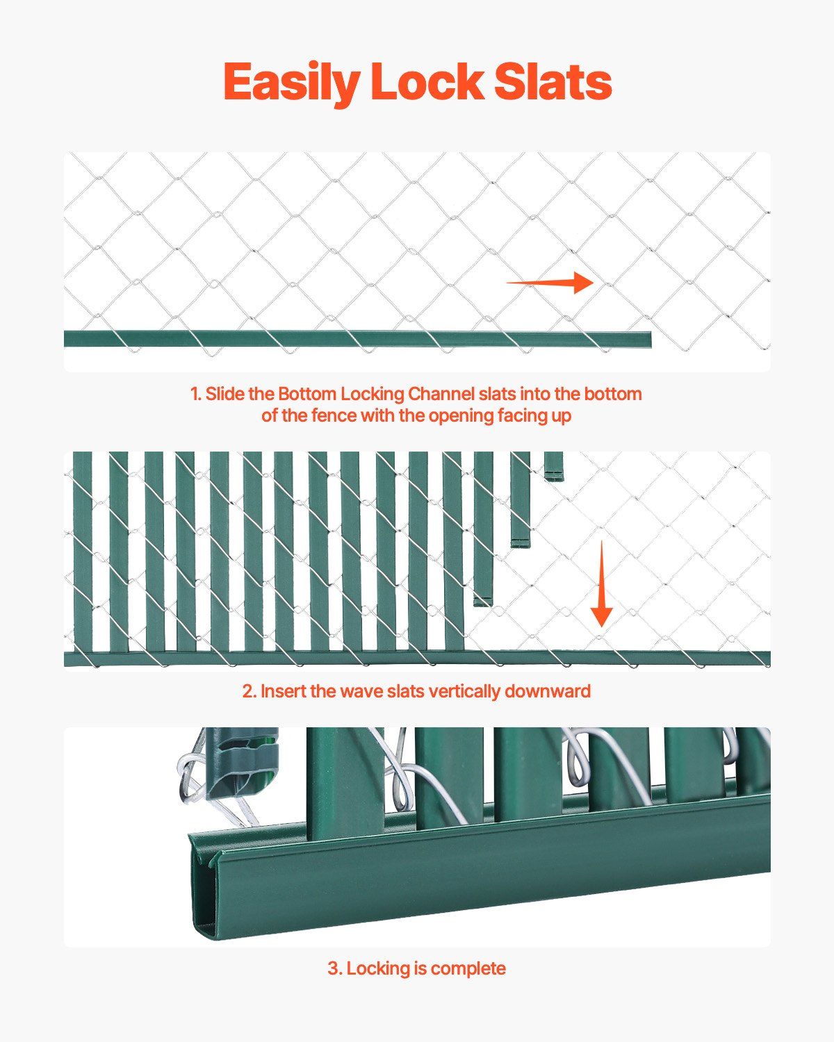 Bottom Locking Privacy Slats, Double-Wall Vertical Bottom-Locking Slats for Chain-Link Fence, High-Density HDPE Chain Link Slats Ideally Fit 1.2 m High Fence for Garden Farm Sports Field(Green)