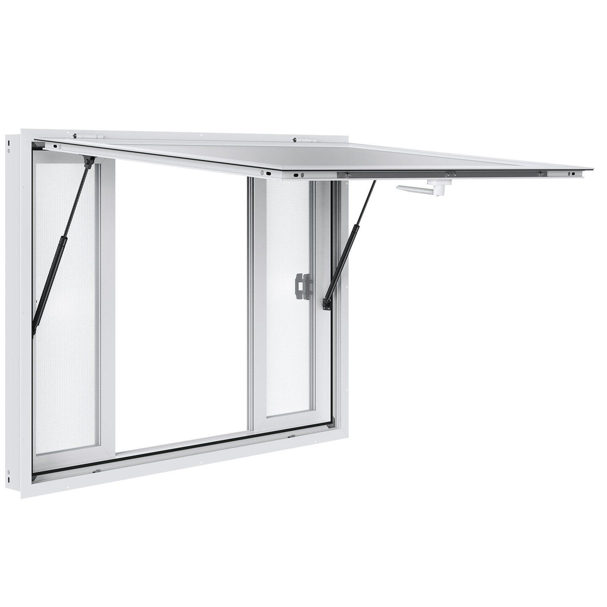 Concession Window 48"x36", Aluminum Alloy Food Truck Service Window with 4 Horizontal Sliding Windows &amp; Awning Door &amp; Drag Hook, Up to 85 Degrees Serving Window for Food Truck Concession Trailer