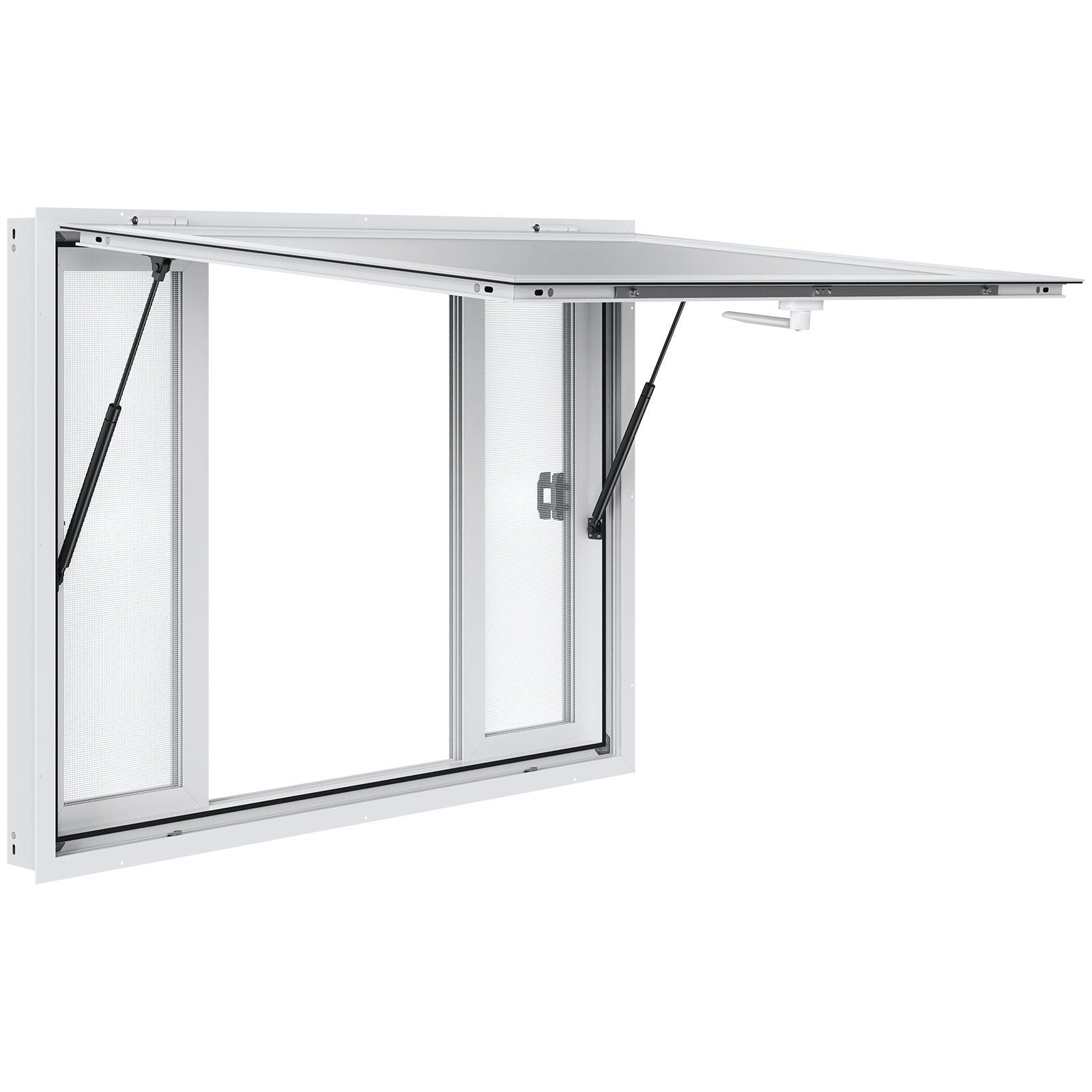 Concession Window for Food Truck, 1220x915 mm Aluminum Alloy Service Window, Up to 85 Degrees Serving Window with 4 Sliding Windows & Awning Door & Drag Hook, for Food Truck Concession Trailer