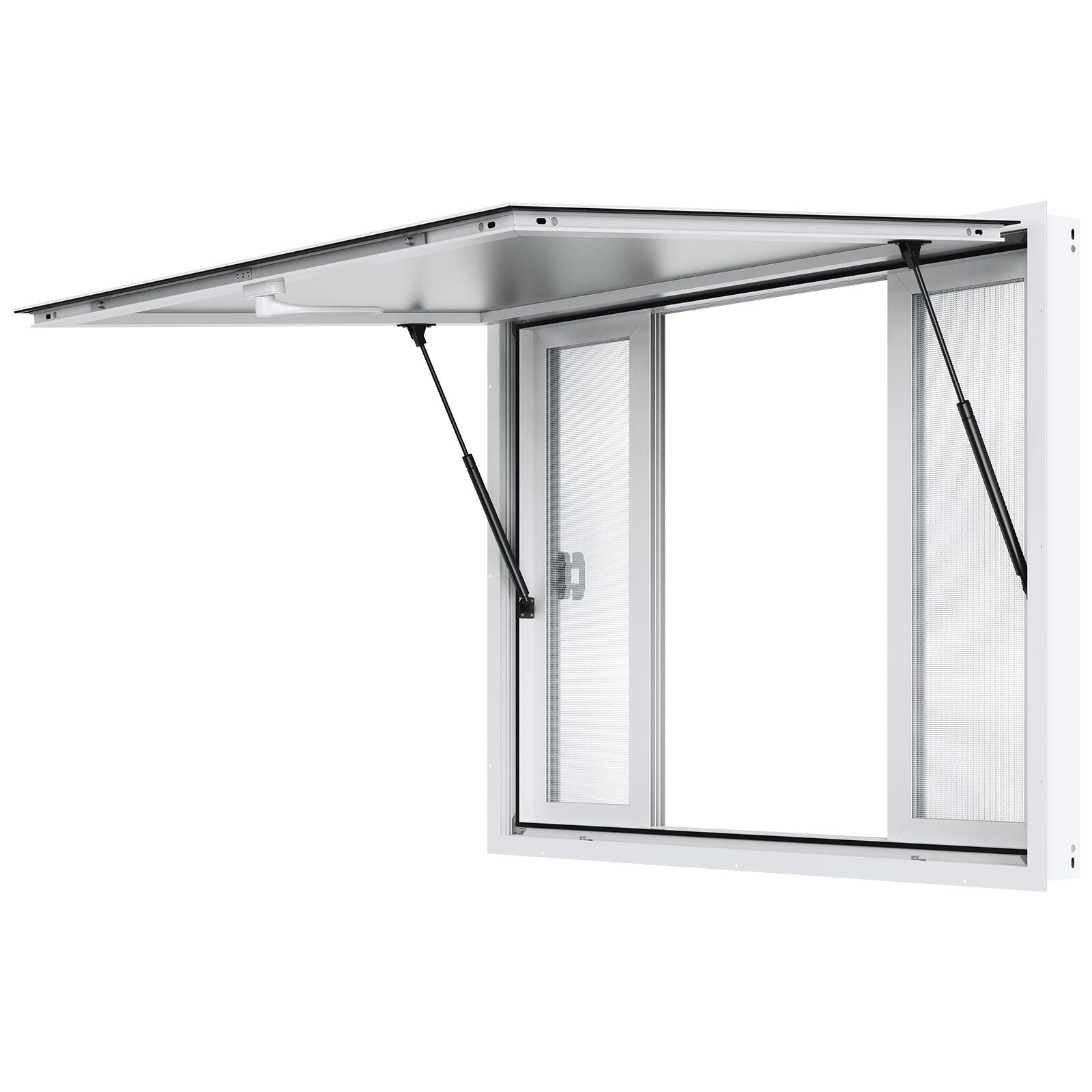 Concession Window for Food Truck, 1220x915 mm Aluminum Alloy Service Window, Up to 85 Degrees Serving Window with 4 Sliding Windows & Awning Door & Drag Hook, for Food Truck Concession Trailer