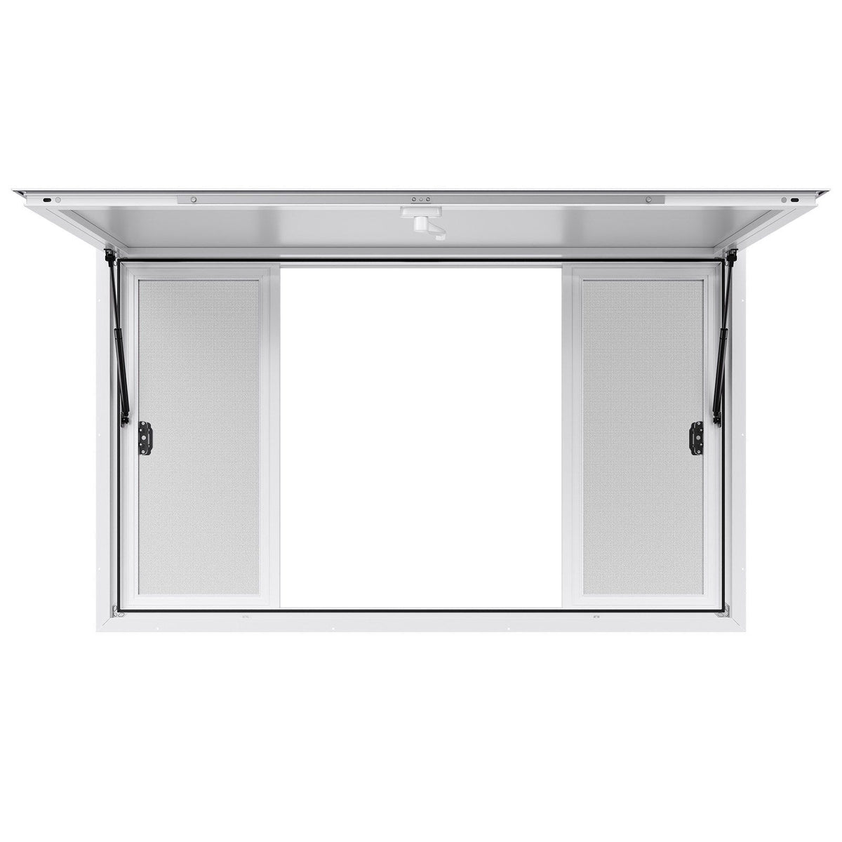 Concession Window 1524x915 mm, Aluminum Alloy Service Window for Food Truck, Up to 85 Degrees Stand Serving Window with 4 Sliding Windows, Awning Door, and Drag Hook, for Concession Trailers