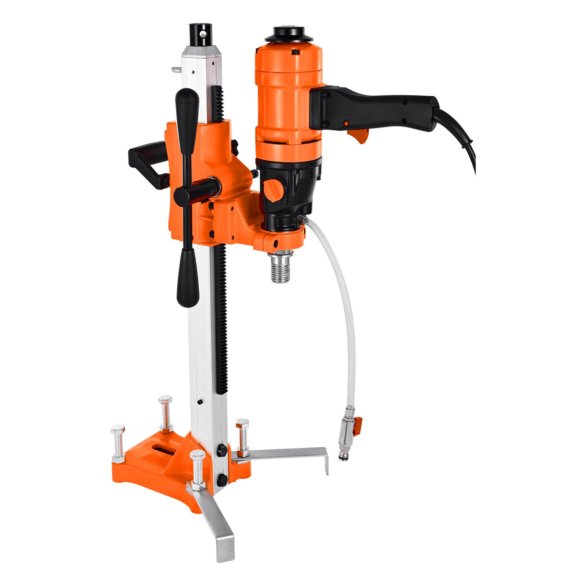 VEVOR Diamond Core Drilling Machine, 200 mm Drilling Diameter, 2-in-1 Handheld &amp; Stand-Mount Dry and Wet Concrete Core Drill Rig with 4 Bits, 1000/2250 RPM 2-Speed, for Concrete Brick Stone, 1500W