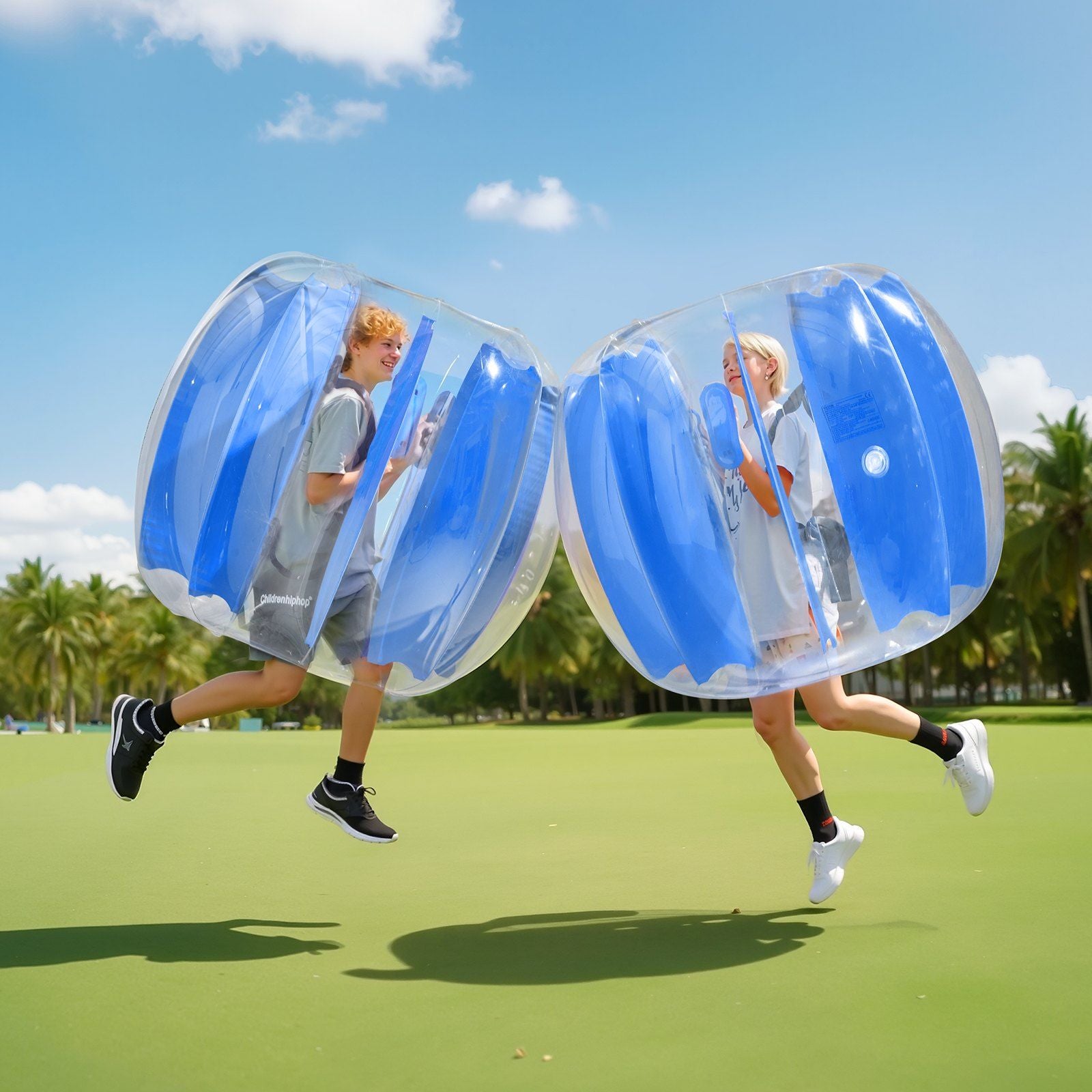 Inflatable Bumper Balls 1-Pack, 4FT/1.2M Body Sumo Zorb Ball, Durable Thick PVC Human Hamster Bubble Knocker for Outdoor Sports Team Gaming Play, Bopper Toy for Garden Yard Park, Blue Stripes