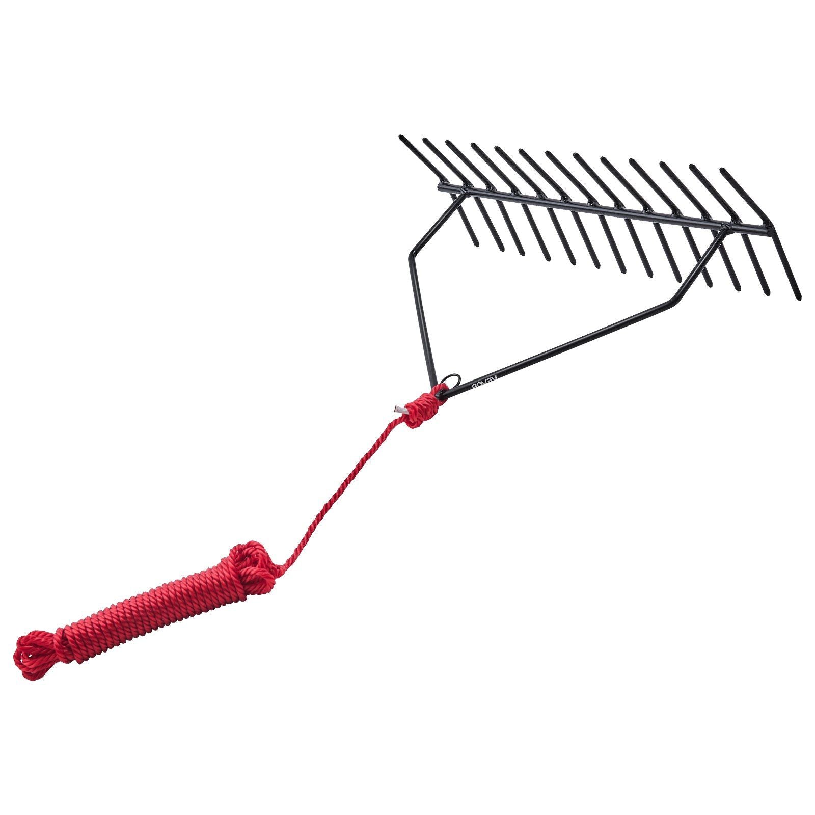 24 in Aquatic Weed Rake, 8.7 in Double Sided Lake Weed Rake, Pond Weeds Cutter with 30ft Rope, Tie Hole, No Assembly Required, Lightweight Muck Lilypad Clearing Tool for Pond, Lake, Rivulet