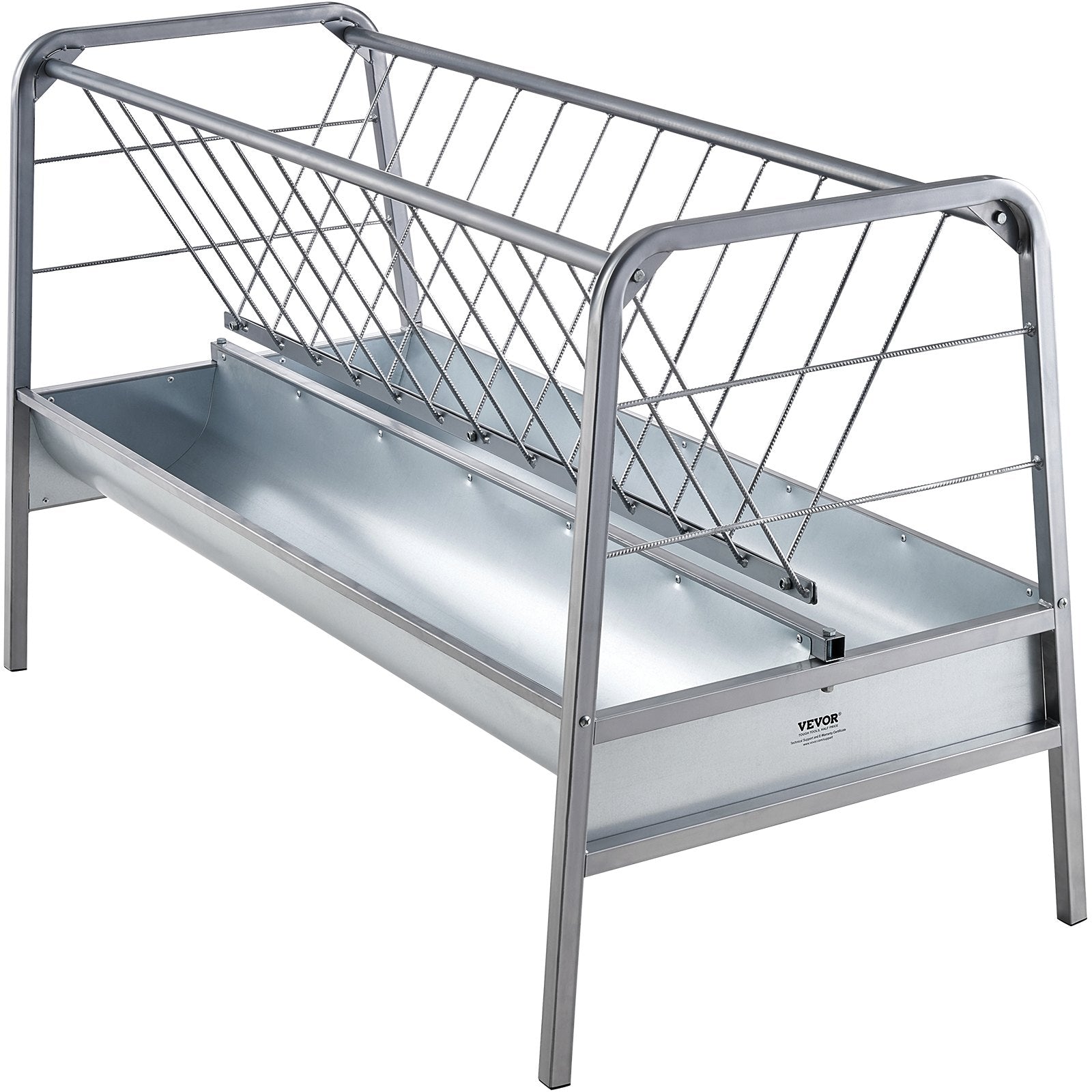 VEVOR Livestock Hay Feeder, 2 in 1 Grain & Hay Feeder, 80-Gallon Capacity Pasture Feeder, 59" Long Goat Hay Feeder with Deeper Feeding Pan, Heavy Duty Steel Grain & Hay Holder for Sheep Farms Sheds