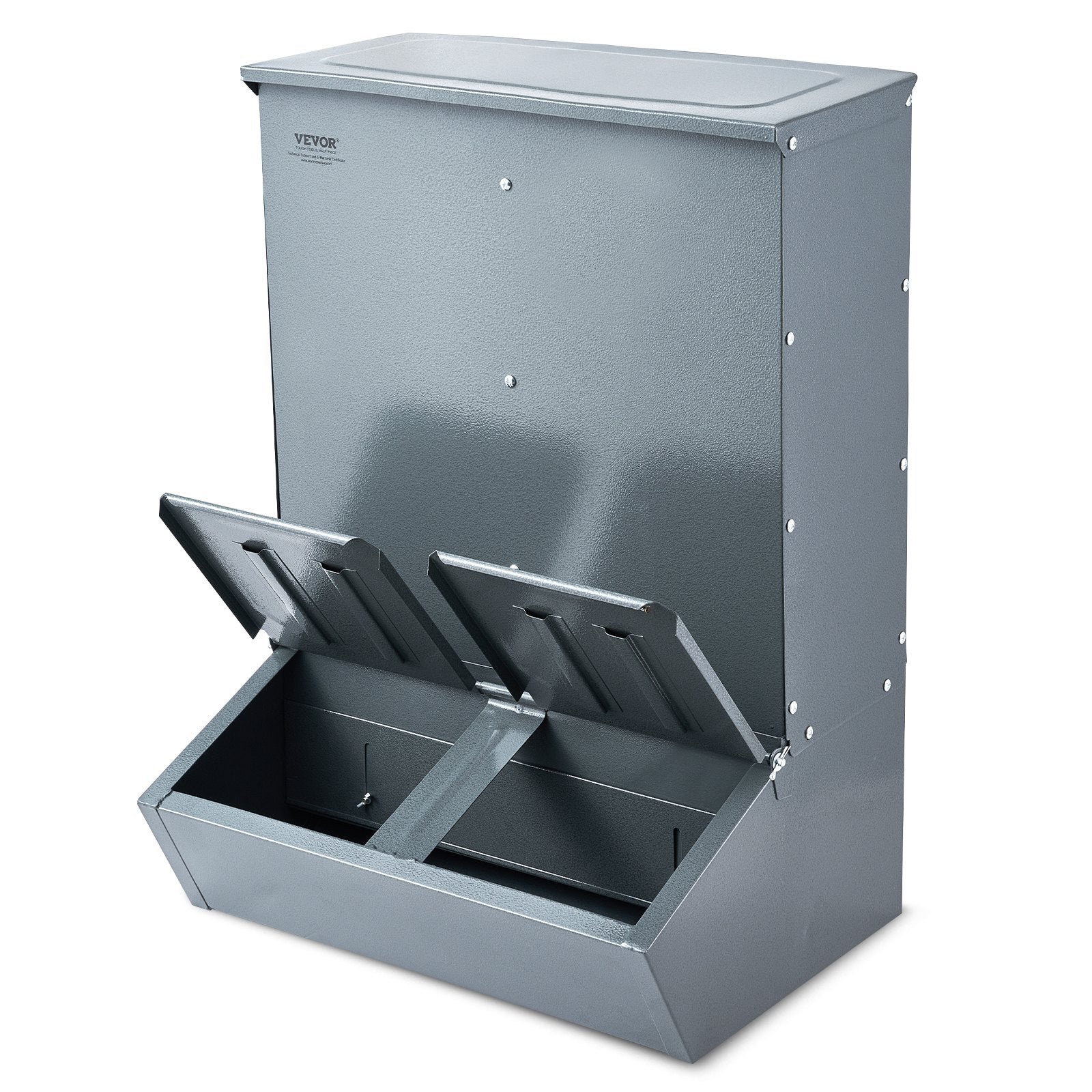 VEVOR Hog Feeder 3.7 Bushel Metal Double Door Pig Feeder Feeding up to 8 Hogs