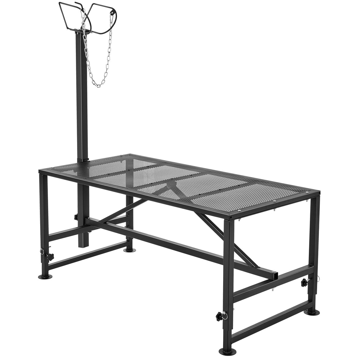 VEVOR Goat &amp; Sheep Stand, 47x23 inch Livestock Stand, Metal Livestock Milking and Shearing Stand 21" to 33" Adjustable Height, with Headpiece and Nose Loop, 500lbs Loading Weight, Black