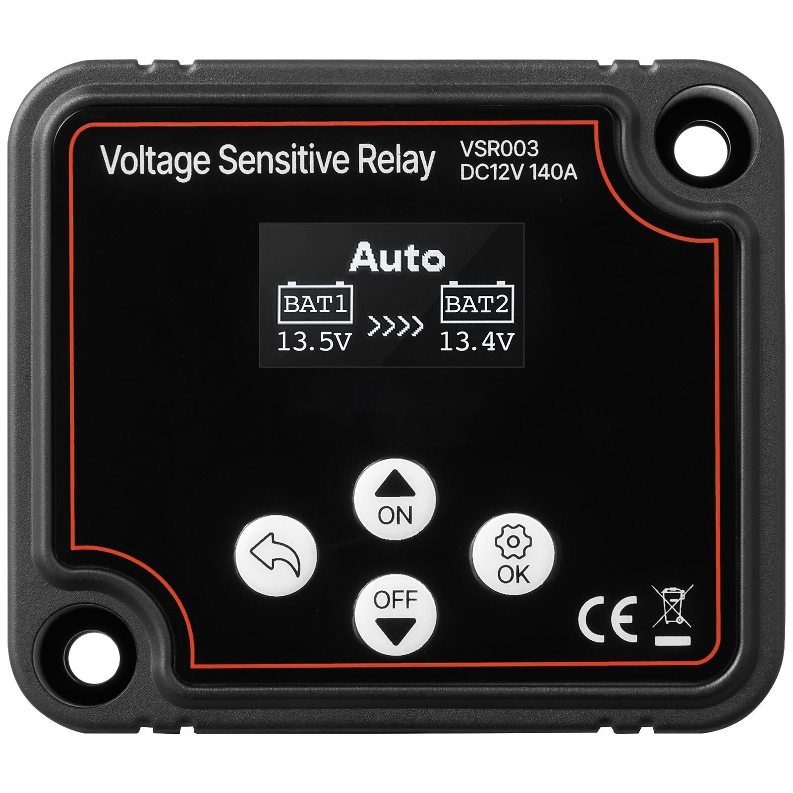 VEVOR Dual Battery Isolator, 12V 140 Amp, Manual and Automatic VSR Voltage Sensitive Relay with LCD Screen, Smart Battery Isolator for Lithium & Lead-Acid Batteries, for Car Truck RV UTV ATV Boat