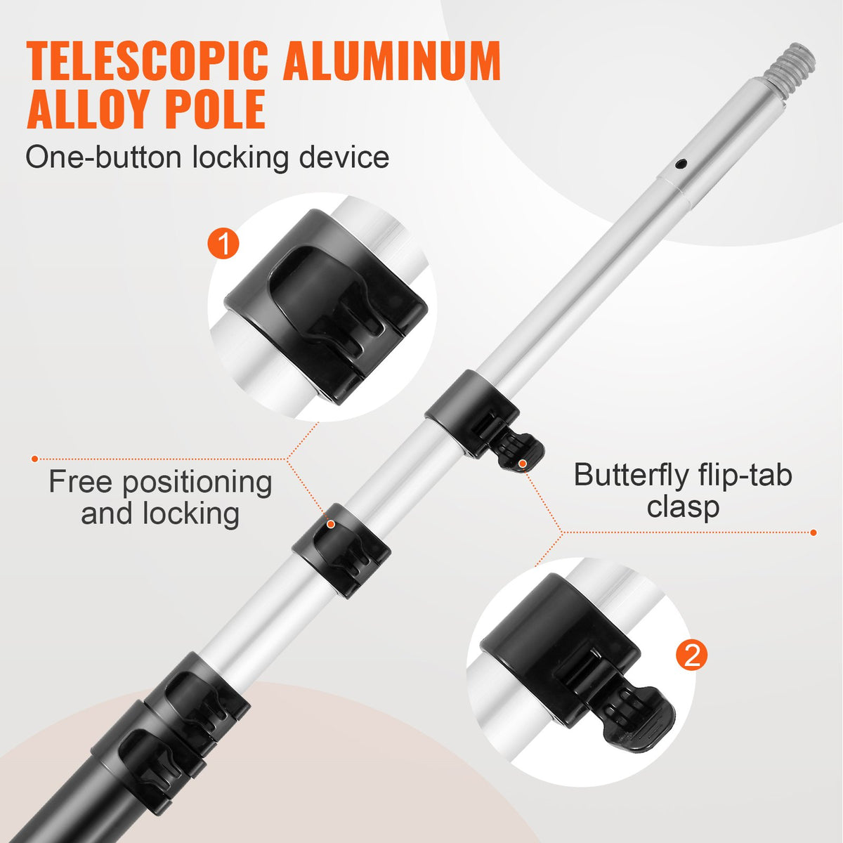 VEVOR Manual Pole Saw Extendable Tree Pruner 1.5 m-6.1 m Aluminum Alloy Pole