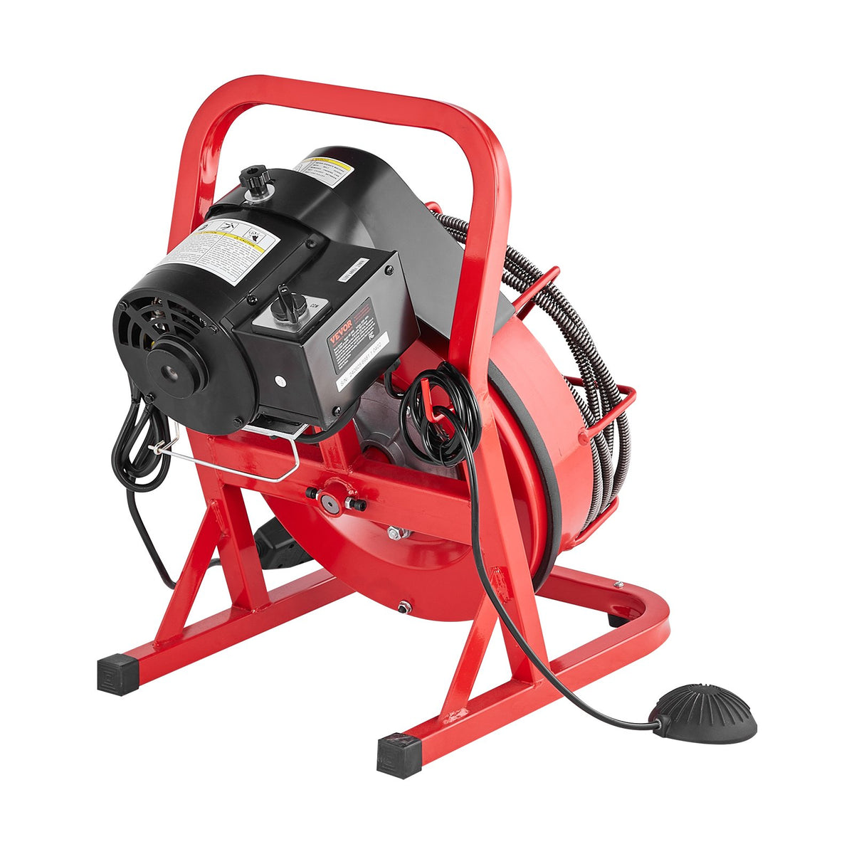 VEVOR Drain Cleaner Machine Drain Auger 50FT x 3/8 Inch Manual Feed &amp; 4 Cutters