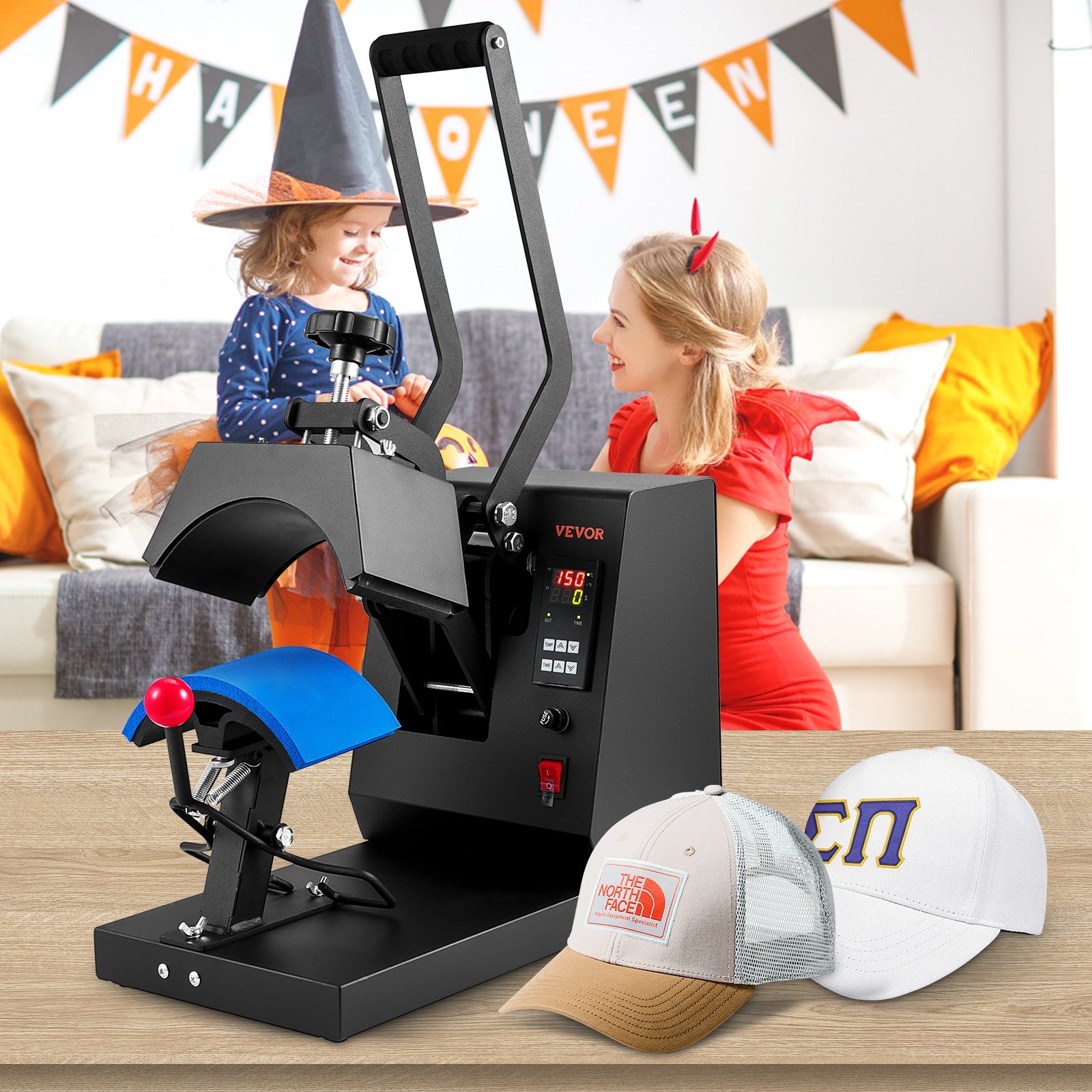 VEVOR Hat Heat Press Cap Heat Press Machine 4 Heating Pads Sublimation Transfer