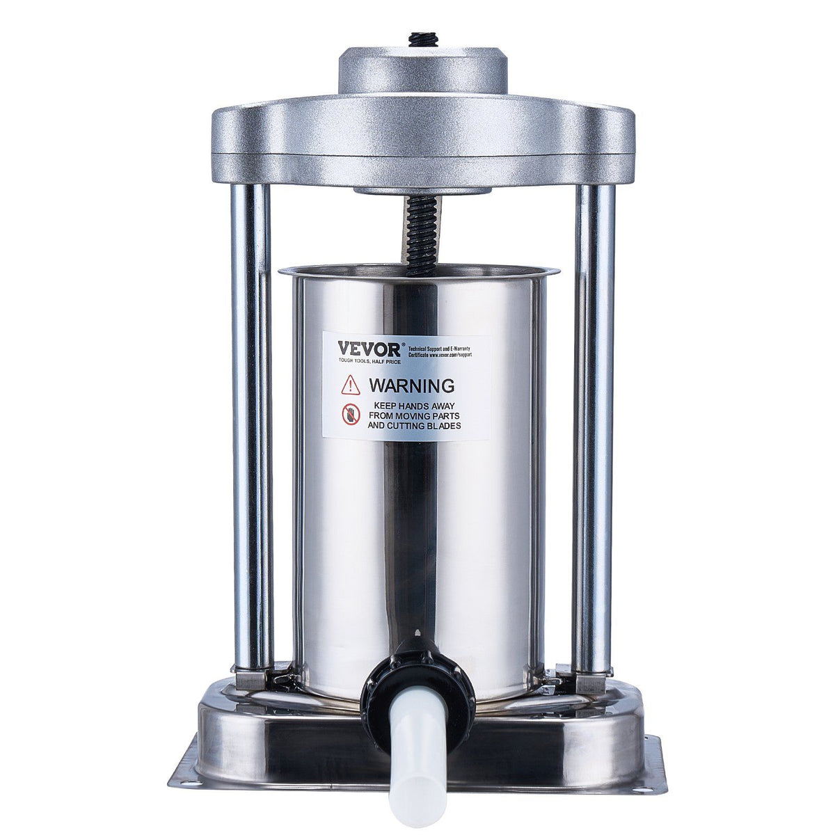 Manual Sausage Stuffer, 2 L / 5 LBS Vertical Sausage Machine with G-type Clamp, Food-Grade 304 Stainless Steel Barrel with 2 Stuffing Tubes, for Home Kitchen Restaurant Commercial