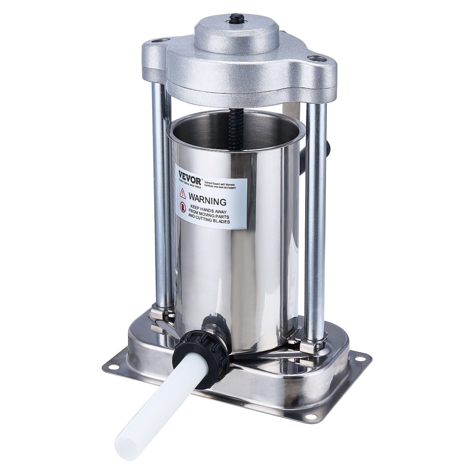 Manual Sausage Stuffer, 2 L / 5 LBS Vertical Sausage Machine with G-type Clamp, Food-Grade 304 Stainless Steel Barrel with 2 Stuffing Tubes, for Home Kitchen Restaurant Commercial