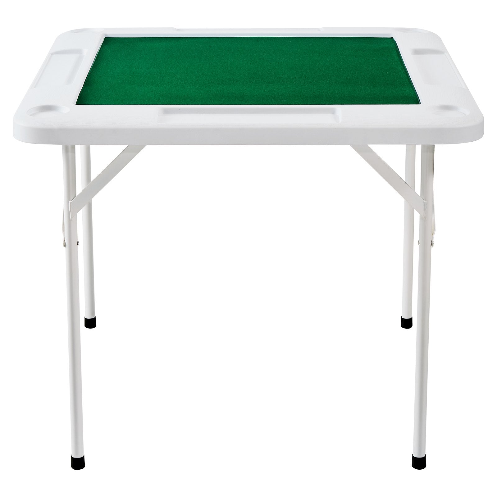 VEVOR Mahjong Table, 4 Player Folding Domino Table with Wear-Resistant Green Tabletop, Portable Square Card Table with 4 Cup Holders & 4 Chip Trays for Mahjong Poker Puzzles, 90 x90-inch