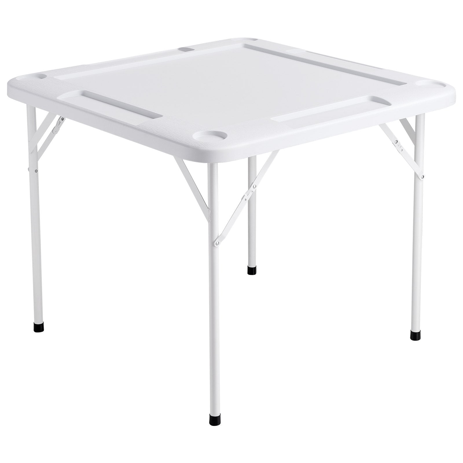 VEVOR Mahjong Table, 4 Player Folding Domino Table with Wear-Resistant Green Tabletop, Portable Square Card Table with 4 Cup Holders & 4 Chip Trays for Mahjong Poker Puzzles, 90 x90-inch