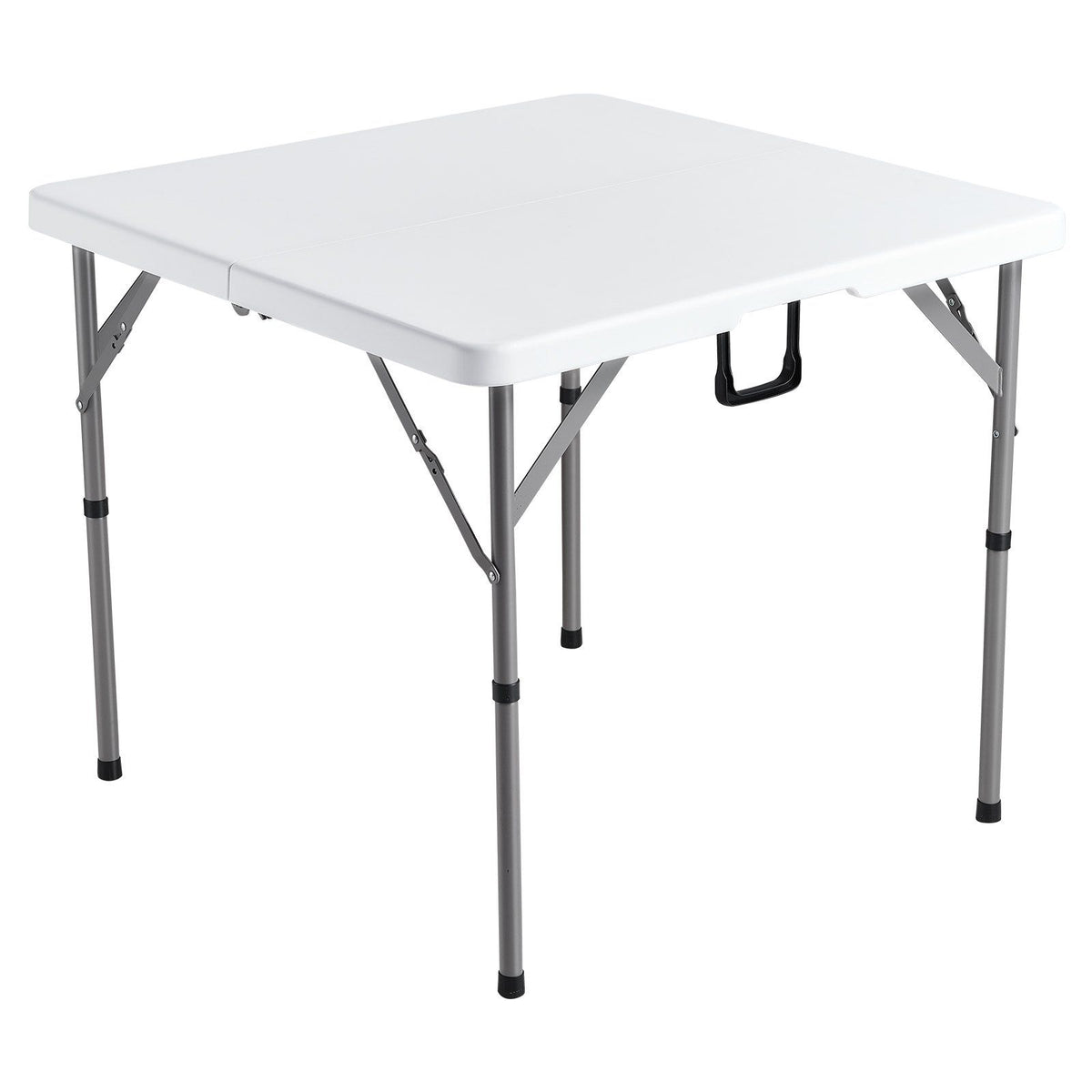 Mahjong Table, Fold-in-Half 4 Player Card Table with Wear-Resistant Green Tabletop, Portable Bi-Folding Square Domino Table with Carrying Handle for Outdoor Camping Picnic Party, 90 x90-inch