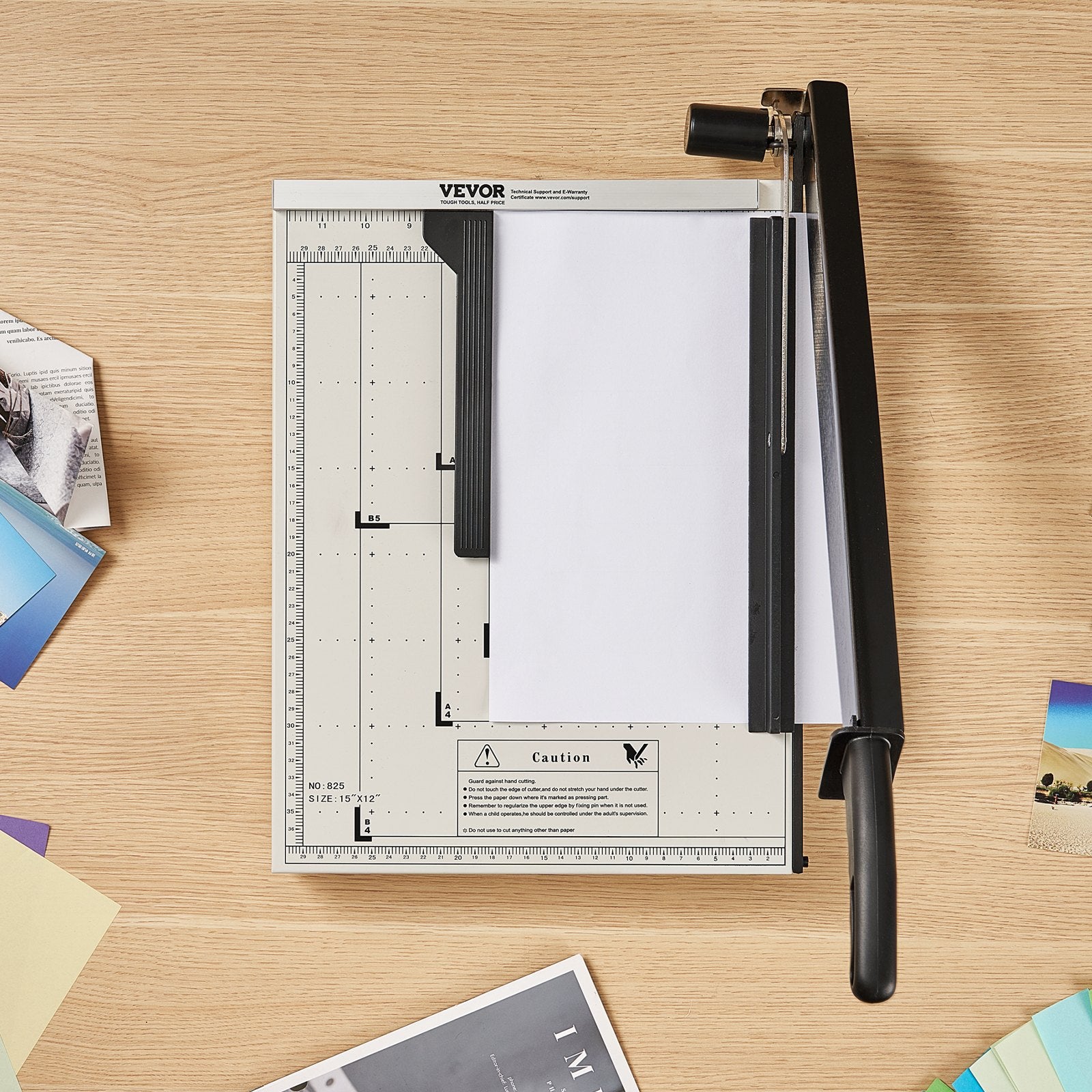 VEVOR Paper Cutter, Guillotine Trimmer, 381 mm Cut Length, 16 Sheets Capacity, Heavy Duty Guillotine Paper Cutter with Guard Rail/Blade Lock for Cardstock/Cardboard, Paper Trimmer for Home Office