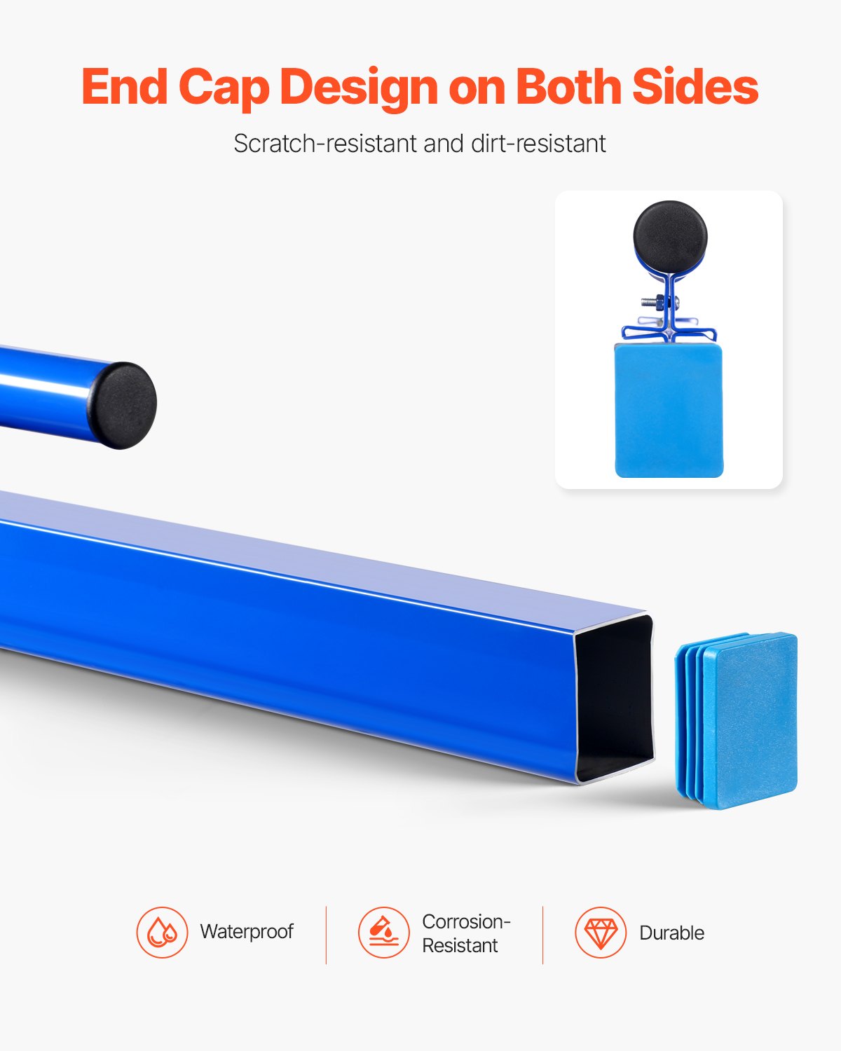 VEVOR Concrete Screed, 120.5 cm Screed with Level Vial, Easy Cleanup & End Cap Design, Aluminum Lightweight & Reversable Handle for Leveling Floors, Small-Scale Construction and Home Renovation