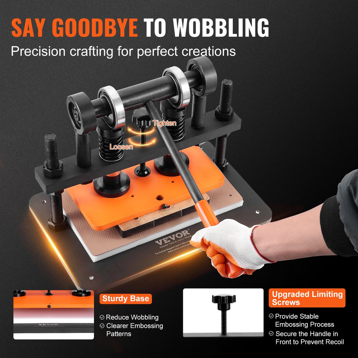 VEVOR Leather Cutting Machine, 10.2 x 5.9 in Embossing Plate Manual Die Cutter, 0.47 in Pressure Stroke Leather Embossing Machine, Dual Guide Shafts Die Cut Machine for Various of Materials