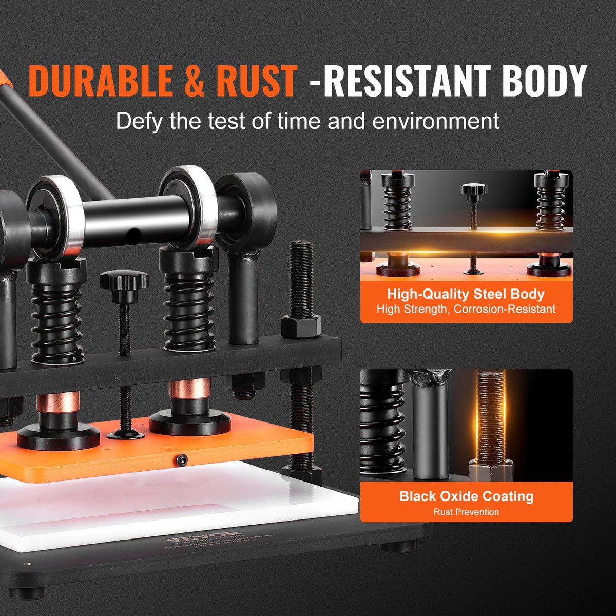 VEVOR Leather Cutting Machine, 10.2 x 5.9 in Embossing Plate Manual Die Cutter, 0.47 in Pressure Stroke Leather Embossing Machine, Dual Guide Shafts Die Cut Machine for Various of Materials