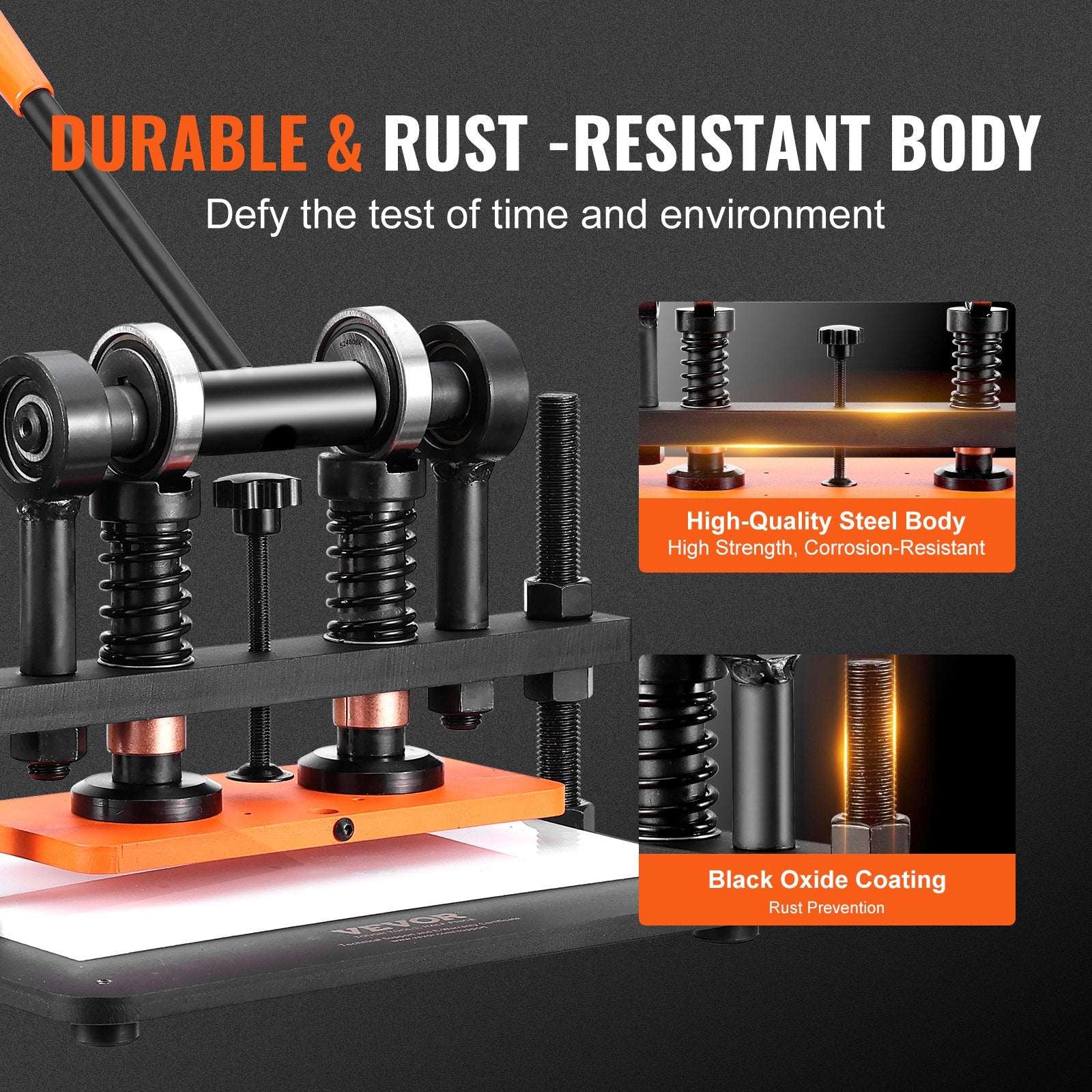 VEVOR Leather Cutting Machine, 10.2 x 4.7 in Embossing Plate Manual Die Cutter, 0.47 in Pressure Stroke Leather Embossing Machine, Dual Guide Shafts Die Cut Machine for Various of Materials