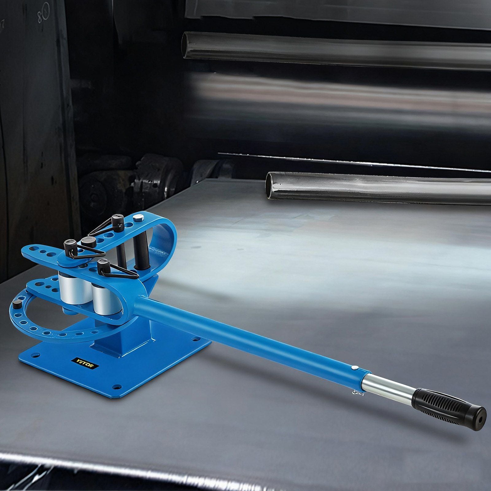 YP-9 Manual Bender, Soild Round Square Bar Metal Bender with 7 Bending Dies, Metal Rod Bar Bender Bending Tool for Construction Site Auto Repair