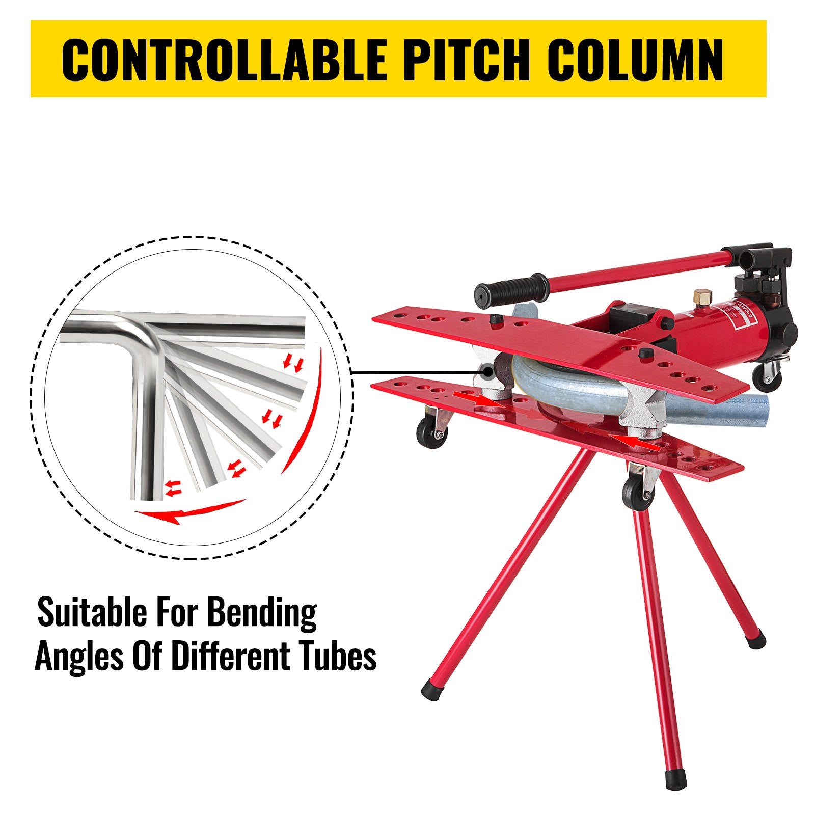 VEVOR Manual Pipe Bender Plumbers Tool 16T, Pipe Bending Machine 1/2-2 Inch, Pipe Bending Pipe Bending Machine Ø22mm-Ø60mm, Bender Tube Bender Machine Tube Bender for Heating and Piping Construction