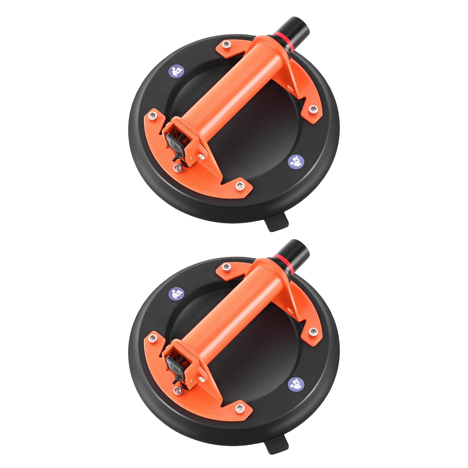 VEVOR Vacuum Suction Cup, 203 mm Vacuum Glass Lifter with Metal Handle, 195 kg Max Lifting Capacity Tile Suction Cup Tool with Carrying Case for Lifting Large Tile, Granite, Drywall, Windows (2-Pack)