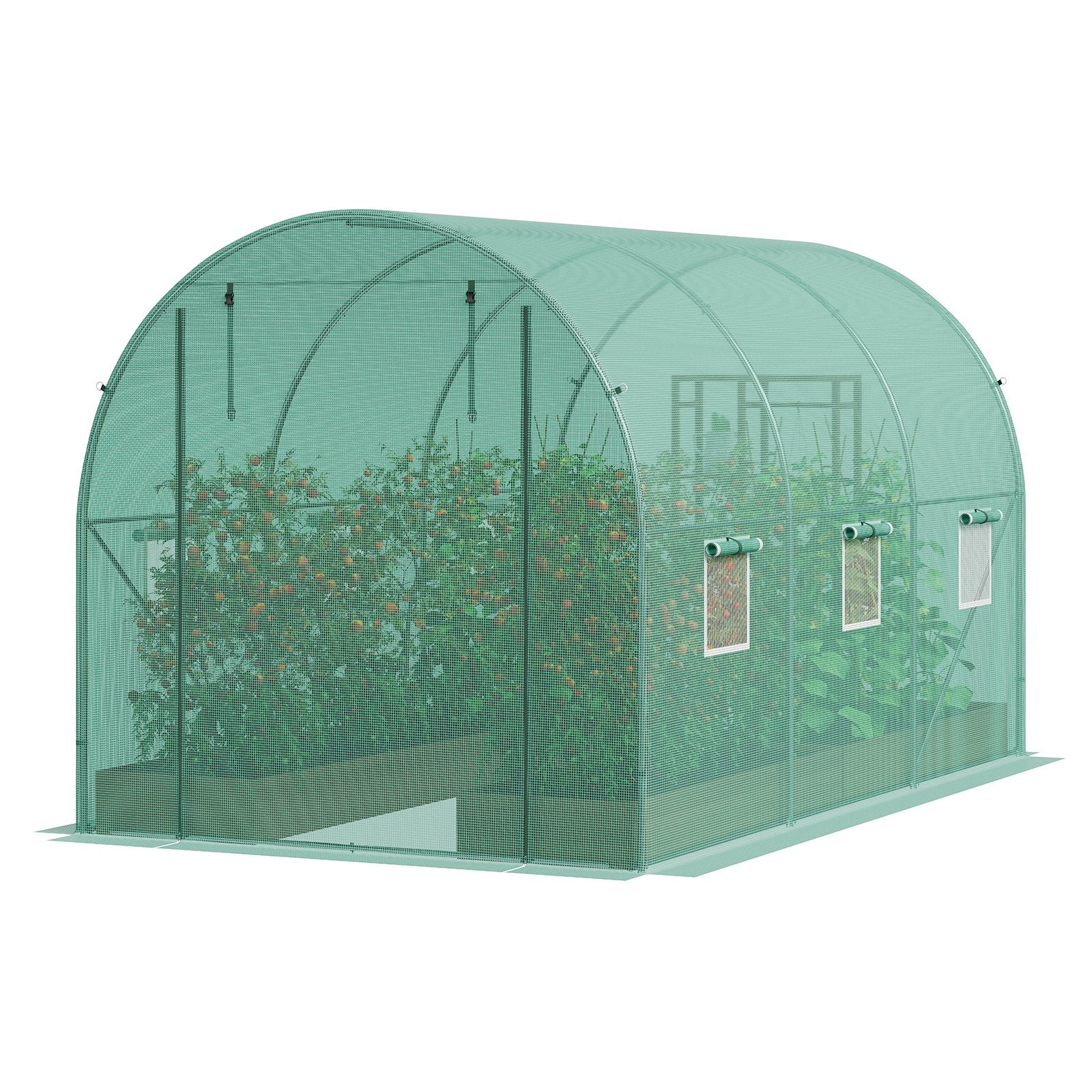 VEVOR Walk-in Tunnel Greenhouse 9.58x6.43x6.23ft Galvanized Frame PE Cover Green