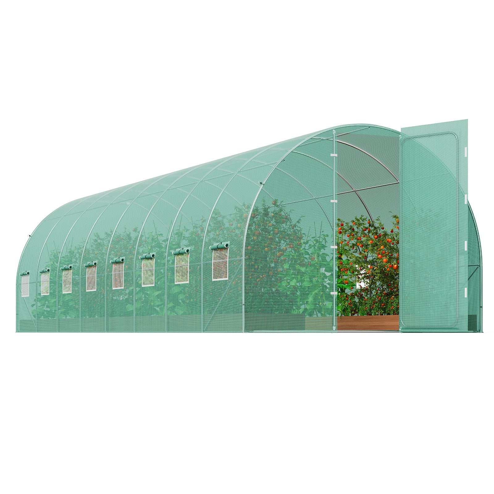 VEVOR Walk-in Tunnel Greenhouse 27.38x9.5x7.38ft Galvanized Frame PE Cover Green