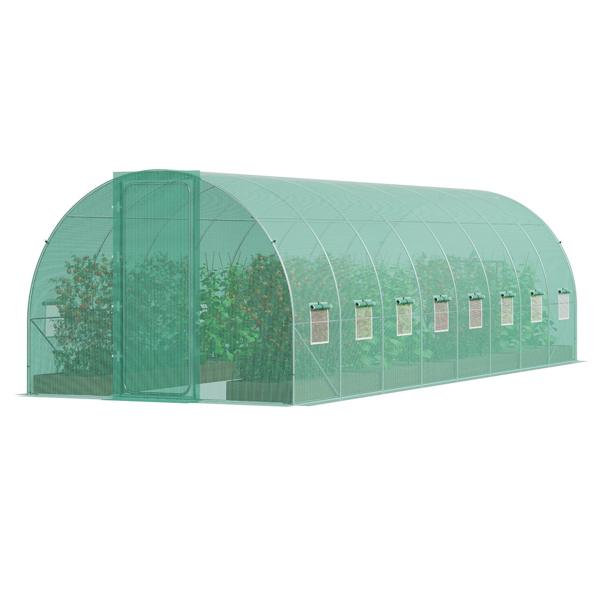VEVOR Walk-in Tunnel Greenhouse 27.38x9.5x7.38ft Galvanized Frame PE Cover Green