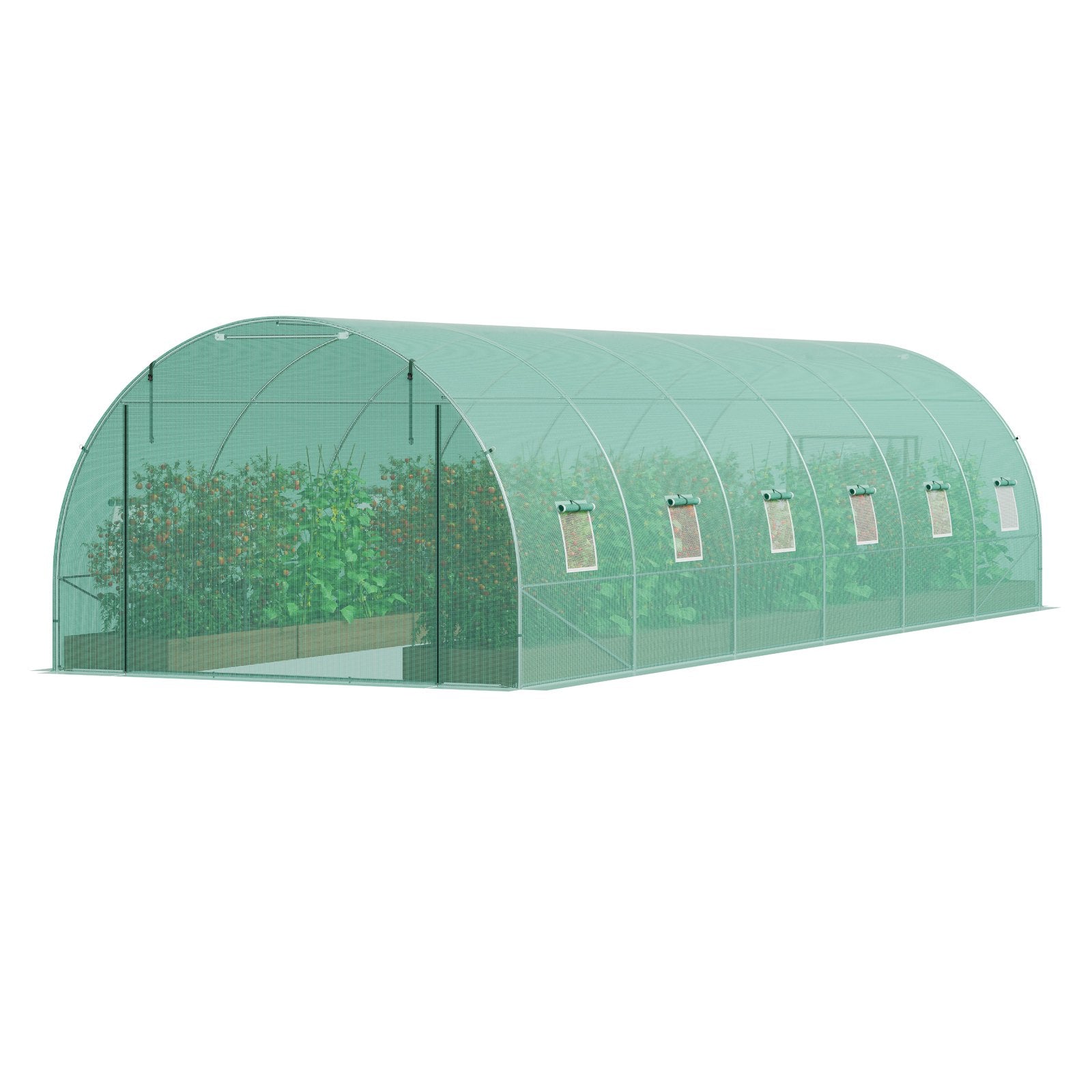 VEVOR Walk-in Tunnel Greenhouse 29.2x9.7x6.5ft Galvanized Frame PE Cover Green