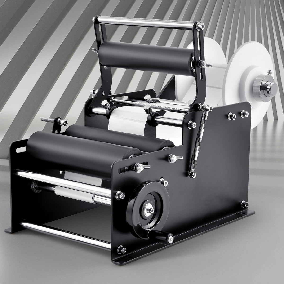VEVOR Manual Round Labeling Machine, 15-20pcs/min, Bottle Label Applicator for Round Bottles, Adjustable Manual Round Bottle Labeler Suitable for Round Bottle Diameter 20-120 mm (with Pressing Bar)