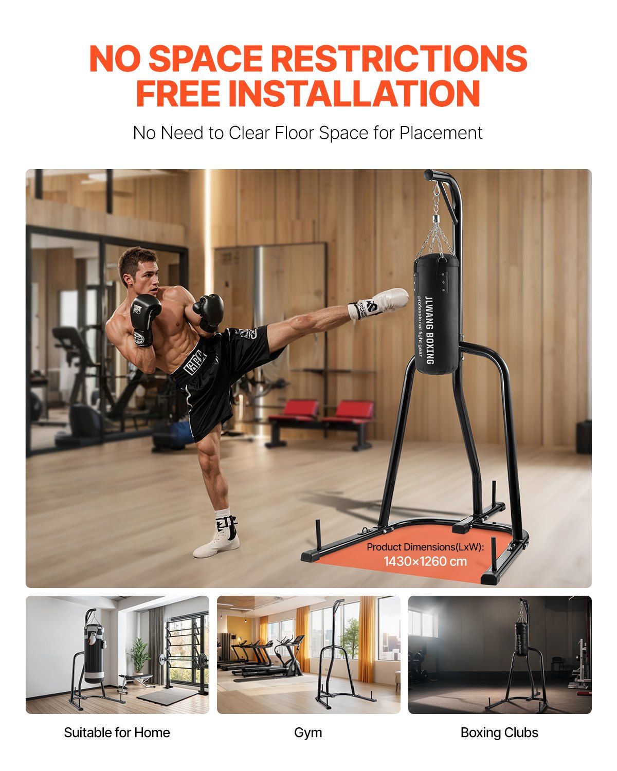 Punching Bag Stand, Steel Heavy Duty Workout Equipment, Boxing Punching Bag Stand, Holds Up to 140 lbs, Freestanding Sandbag Rack with Weighted Base, Training Equipment for Home Gym Fitness