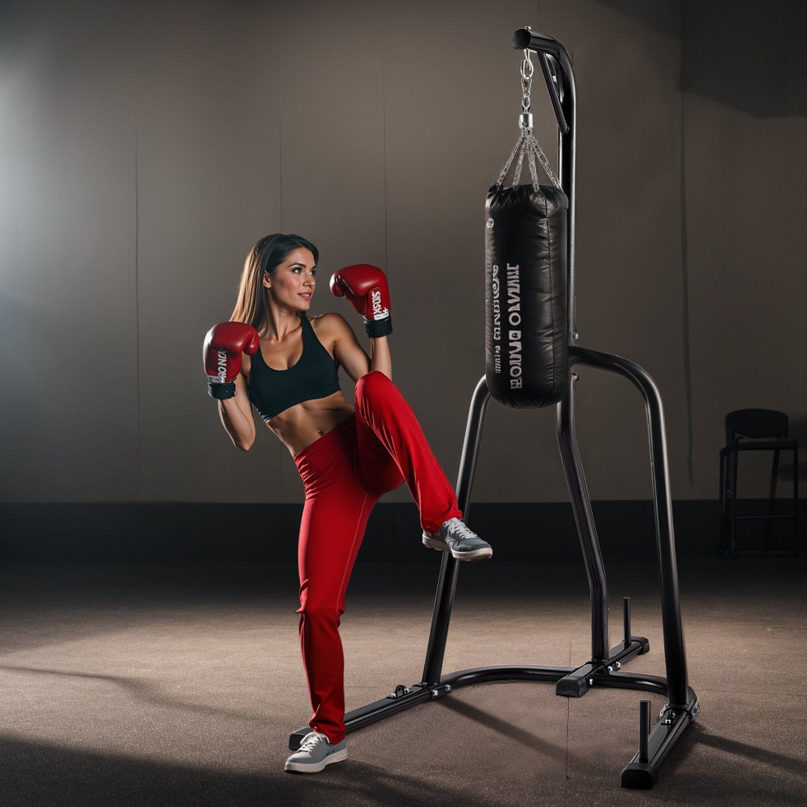 Punching Bag Stand, Steel Heavy Duty Workout Equipment, Boxing Punching Bag Stand, Holds Up to 140 lbs, Freestanding Sandbag Rack with Weighted Base, Training Equipment for Home Gym Fitness