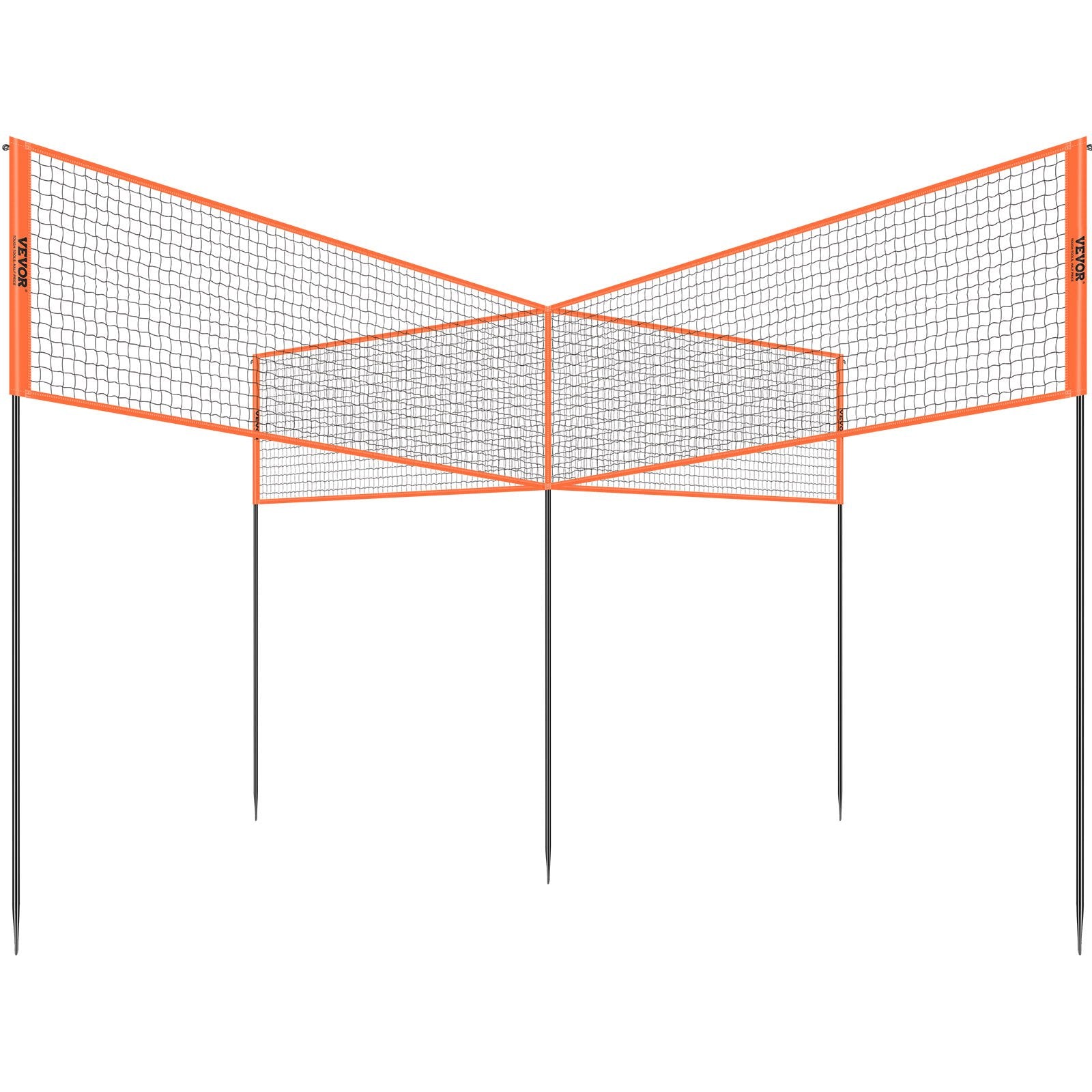 VEVOR 4-Way Volleyball Net, Adjustable Height Badminton Net Set for Backyard Beach Lawn, Outdoor Portable Volleyball Net with Carrying Bag, 4 Square Quick Assemble Game Set For Kids And Adults