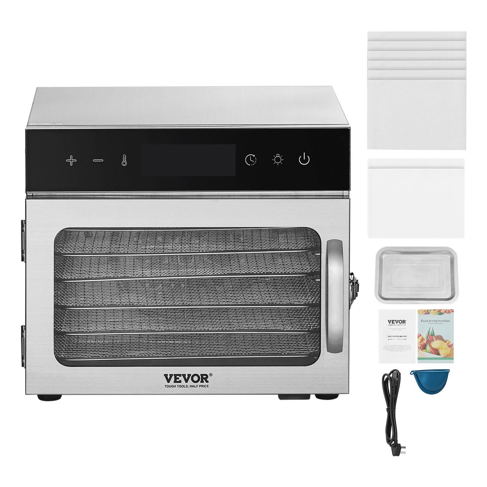 Food Dehydrator Machine, 6 Stainless Steel Trays, 400W Electric Food Dryer with Adjustable Temperature & 24-Hour Timer, Freeze Dryer for Jerky, Meat, Fruit, Vegetables, Herbs, Dog Treats