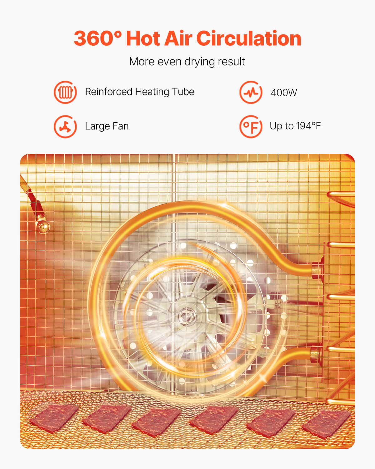 VEVOR Food Dehydrator Machine, 8 Stainless Steel Trays, 400W Electric Food Dryer with Adjustable Temperature & 24-Hour Timer, Freeze Dryer for Jerky, Meat, Fruit, Vegetables, Herbs, Dog Treats