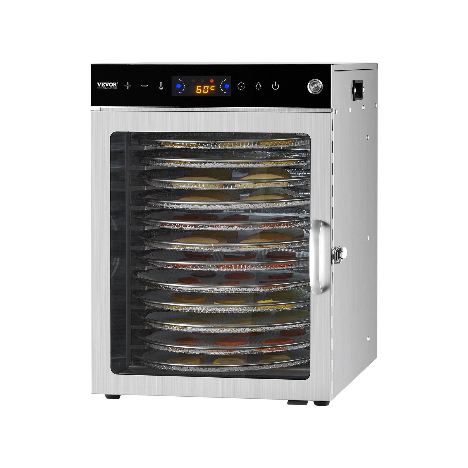 VEVOR 12 Trays Rotary Food Dehydrator Machine Stainless Steel 800W Fruit Drying