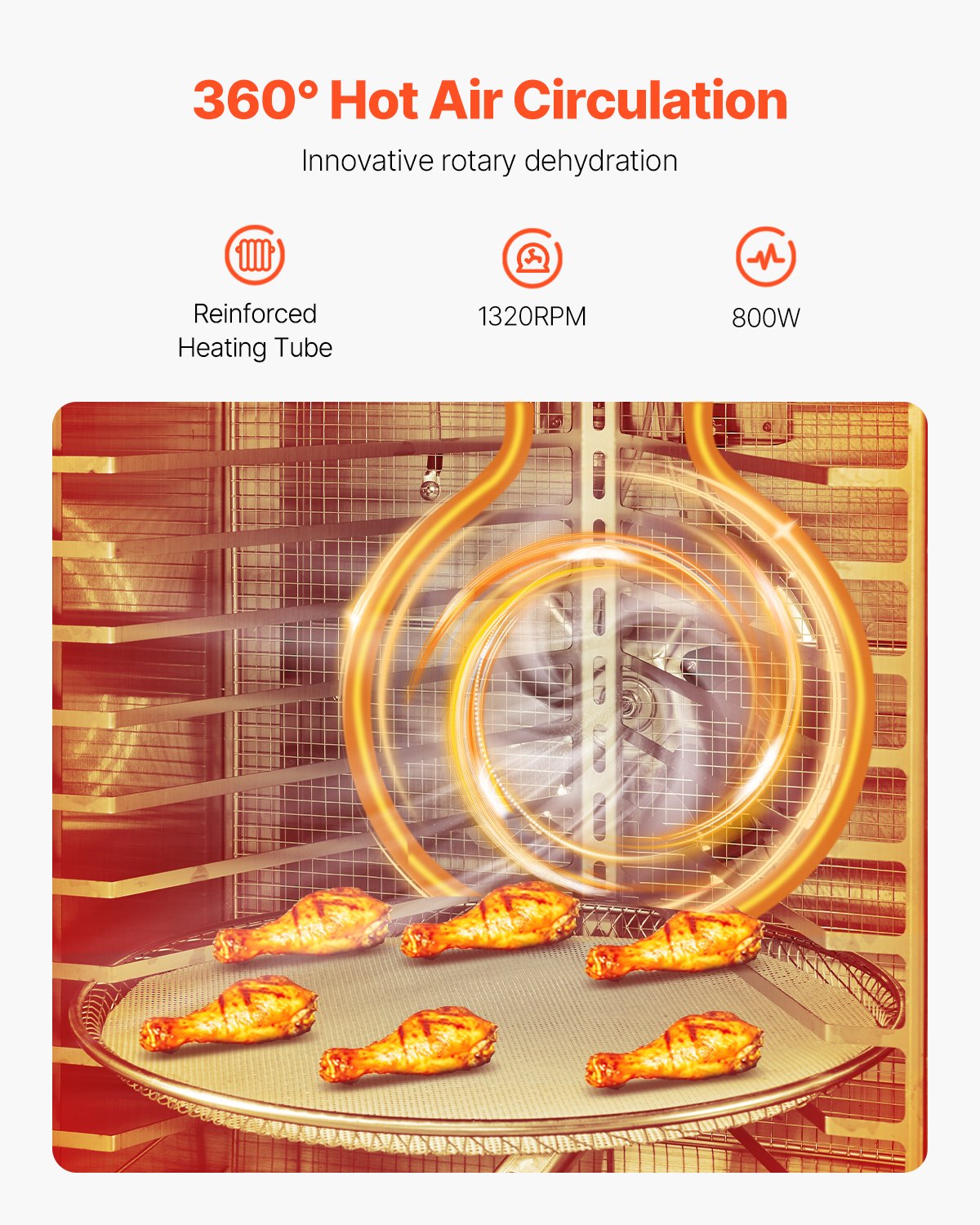 VEVOR 12 Trays Rotary Food Dehydrator Machine Stainless Steel 800W Fruit Drying