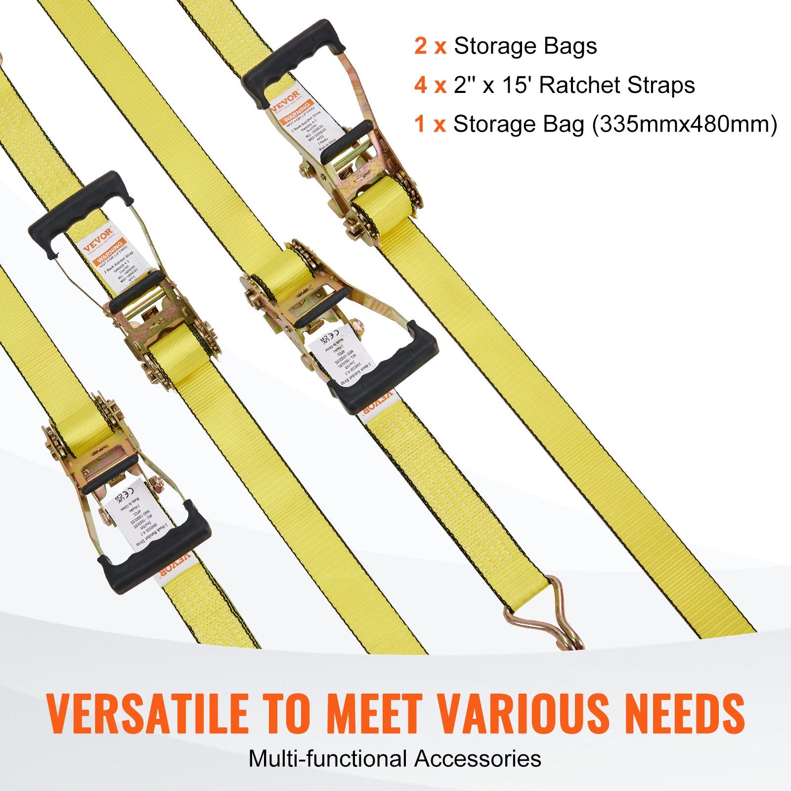 VEVOR 4 Pack Ratchet Tie Down Straps 5000 lbs 2