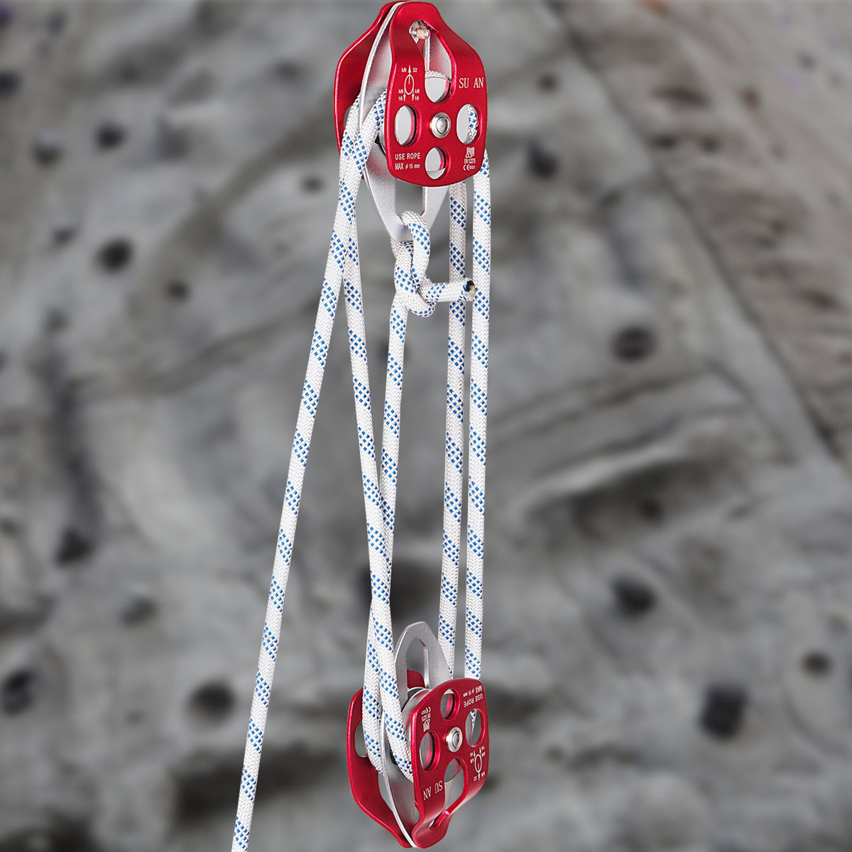 VEVOR Twin Sheave Block and Tackle 1.02-1.27cm 3048-6096cm Twin Sheave Block with Braid Rope 2993.71-3494.93kgs Double Pulley Rigging