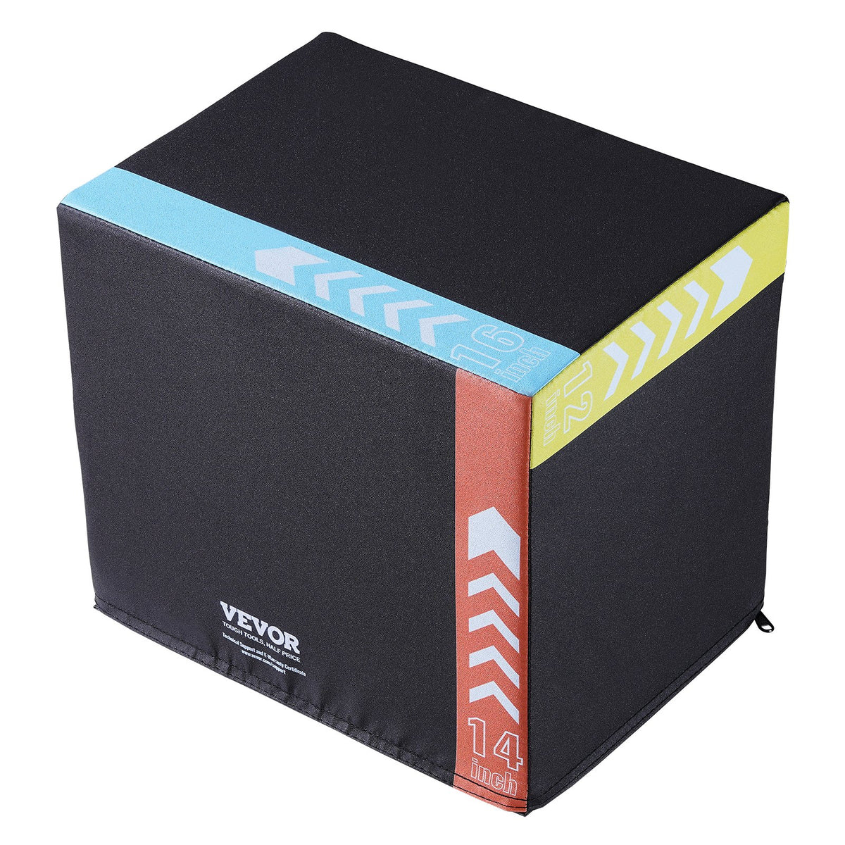 VEVOR 3 in 1 Plyometric Jump Box, 16/14/12 Inch Cotton Plyo Box, Platform &amp; Jumping Agility Box, Anti-Slip Fitness Exercise Step Up Box for Home Gym Training, Conditioning Strength Training, Black